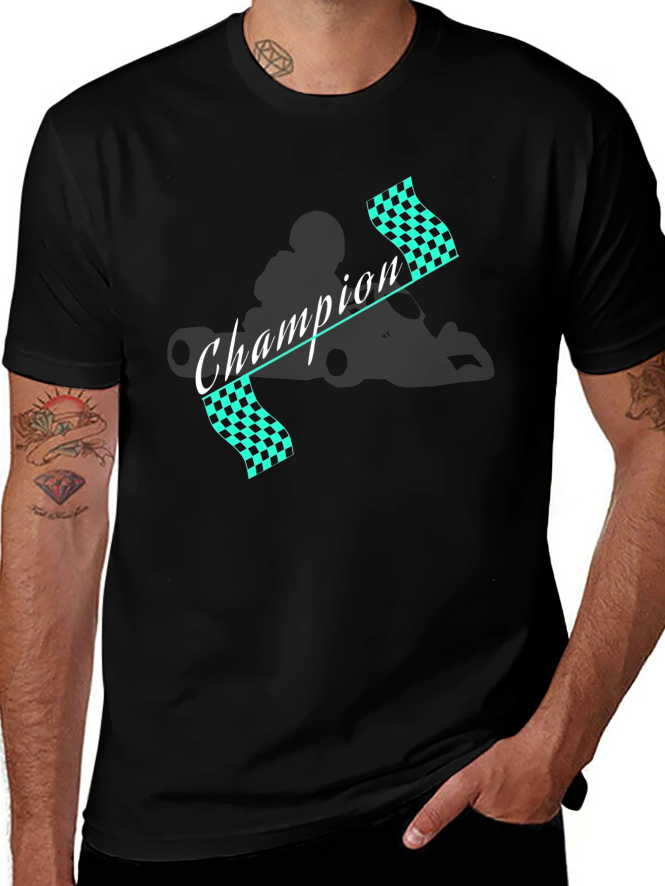 Camiseta Champion Racing Negra Algodón Hombre