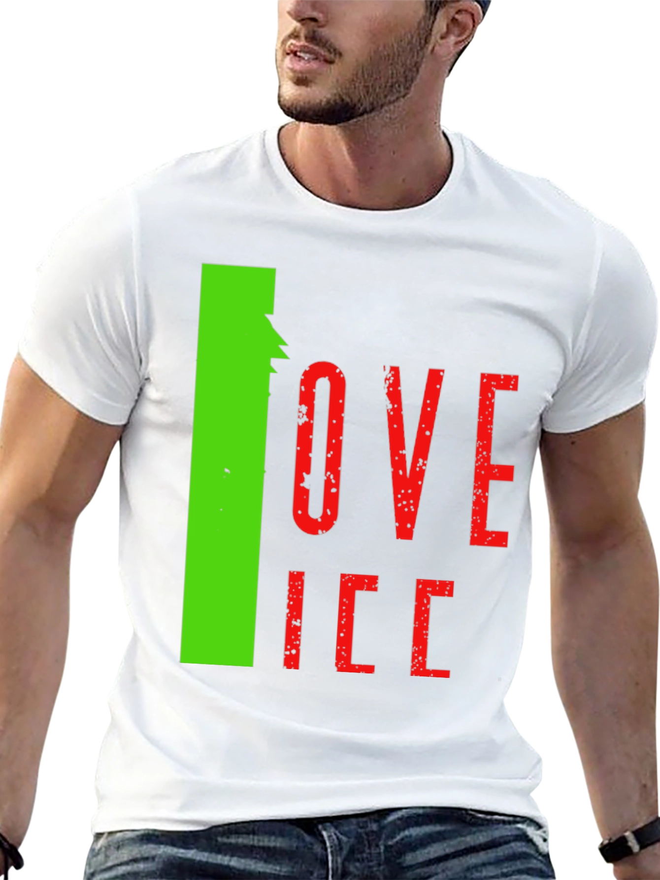 Camiseta Hombre Negra Diseño Love Ice
