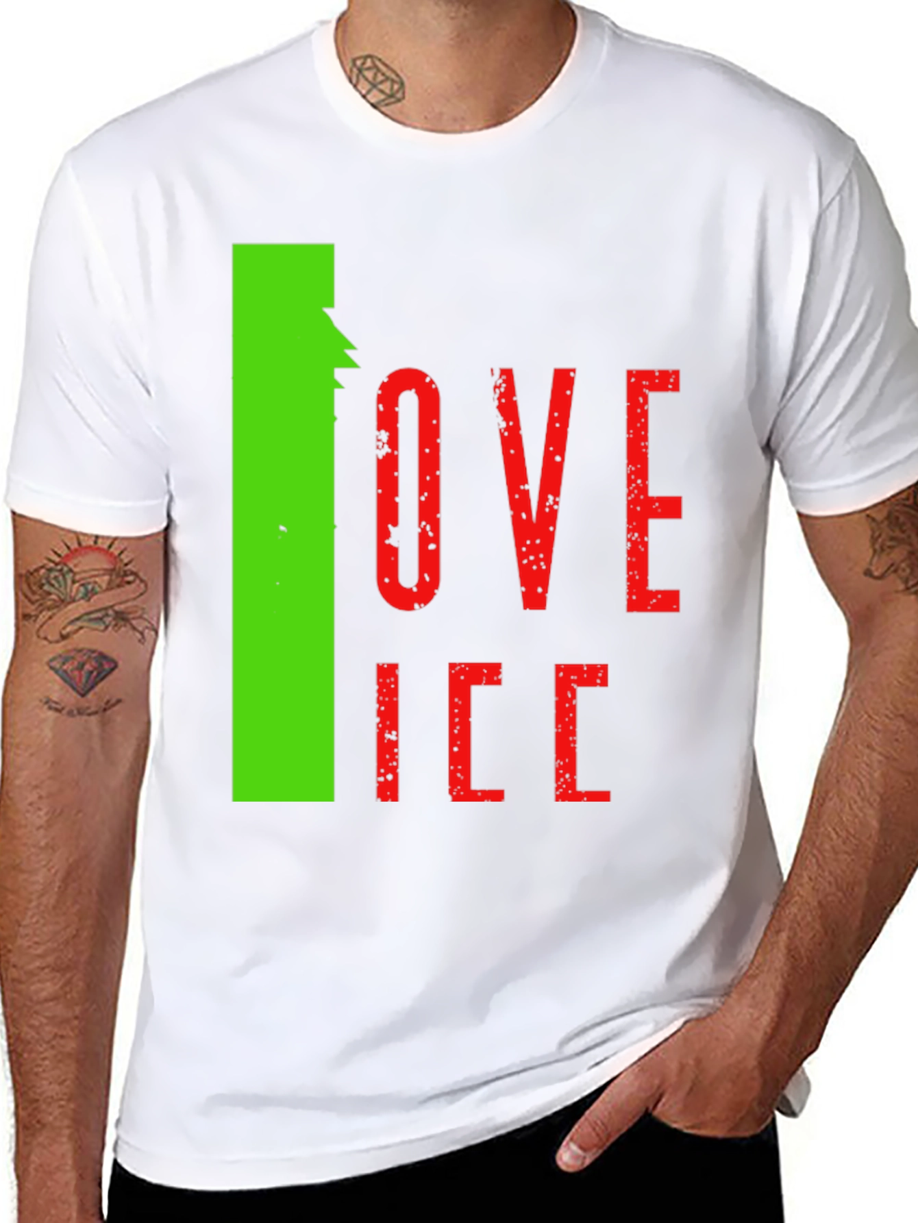 Camiseta Hombre Negra Diseño Love Ice