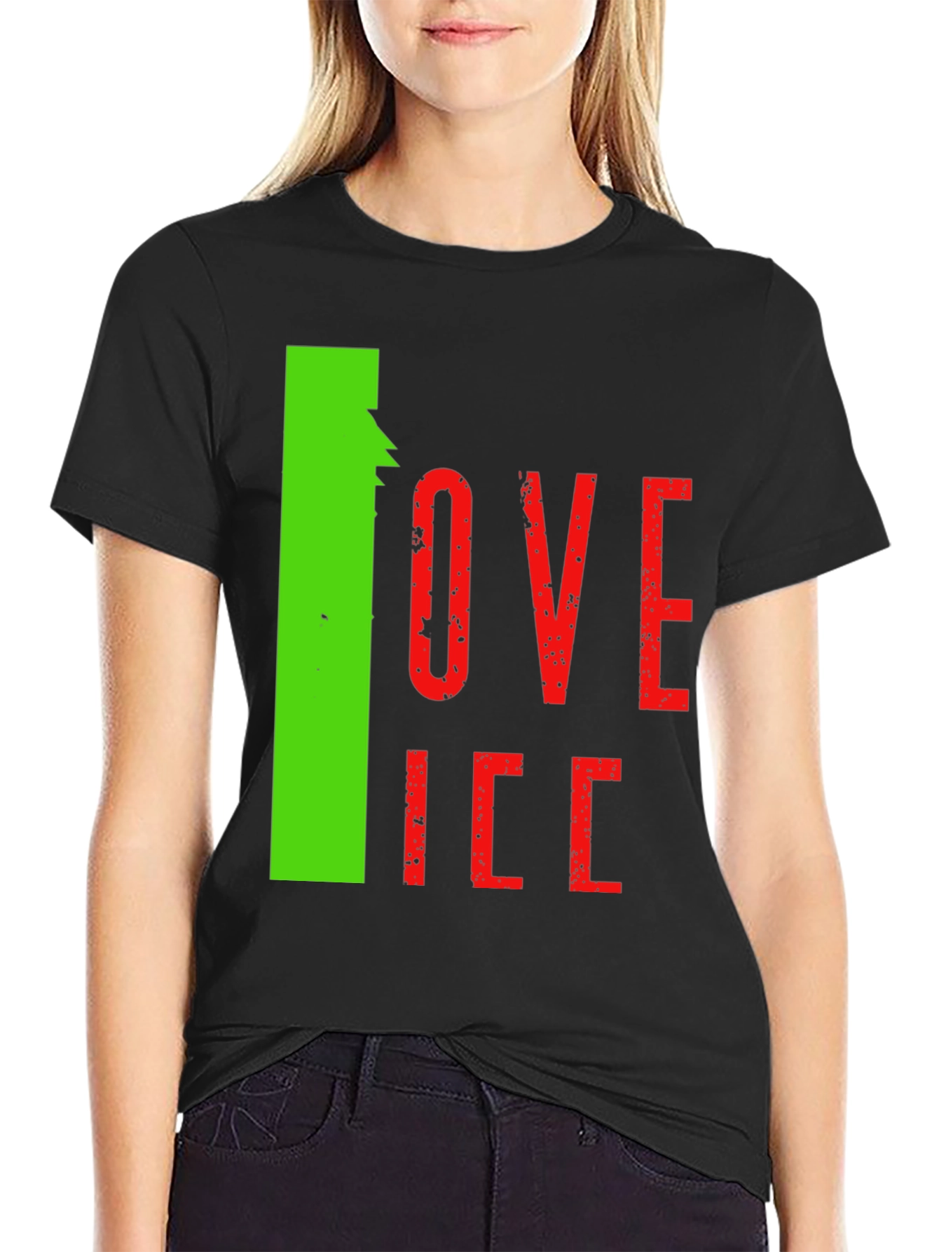 Camiseta Hombre Negra Diseño Love Ice