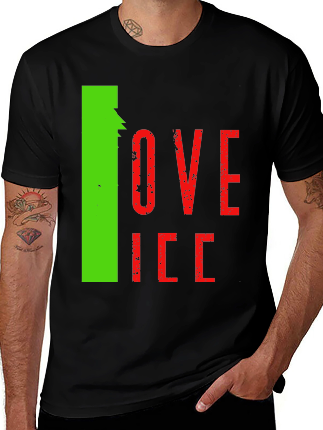 Camiseta Hombre Negra Diseño Love Ice