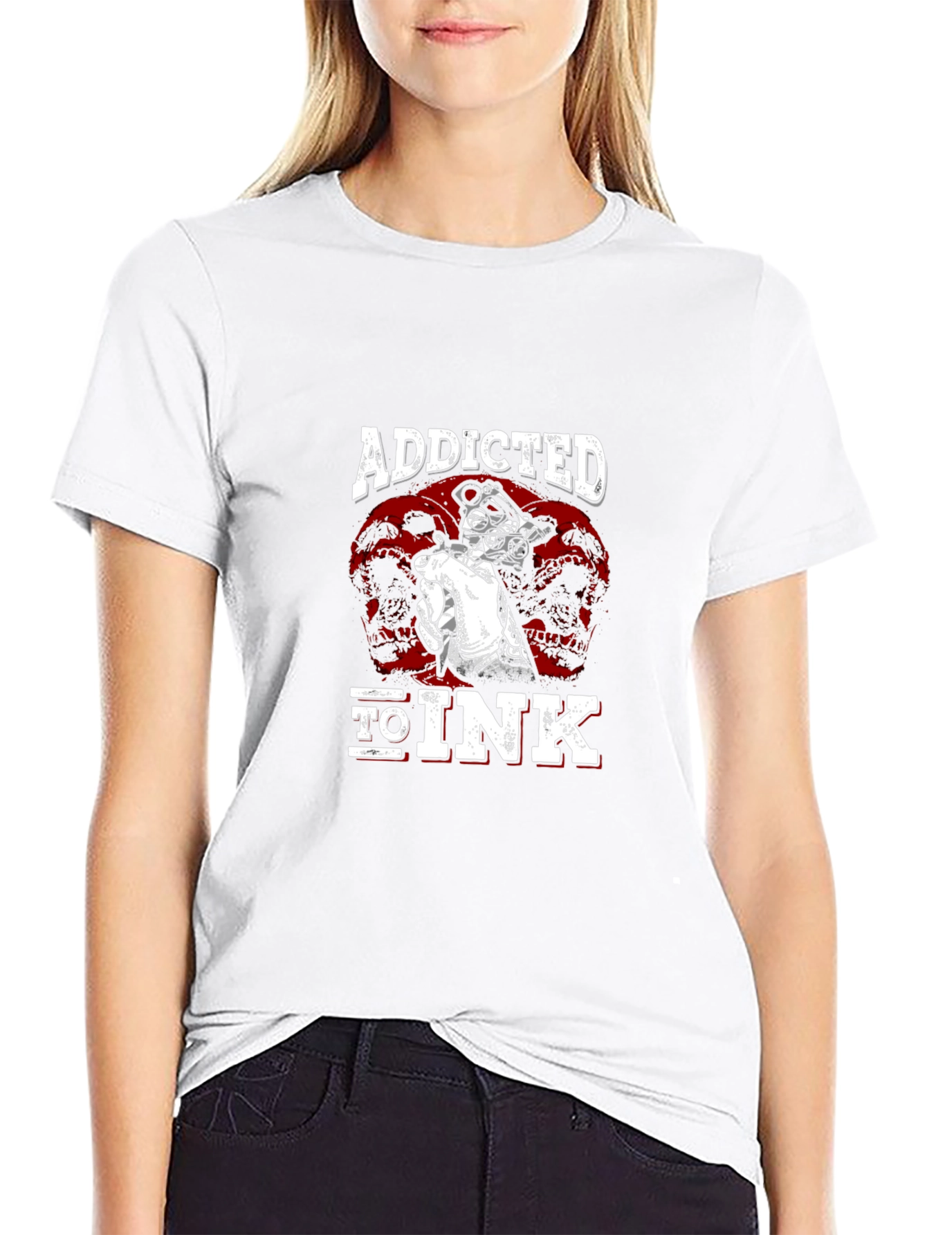 Camiseta Negra Addicted to Ink para Amantes de Tatuajes