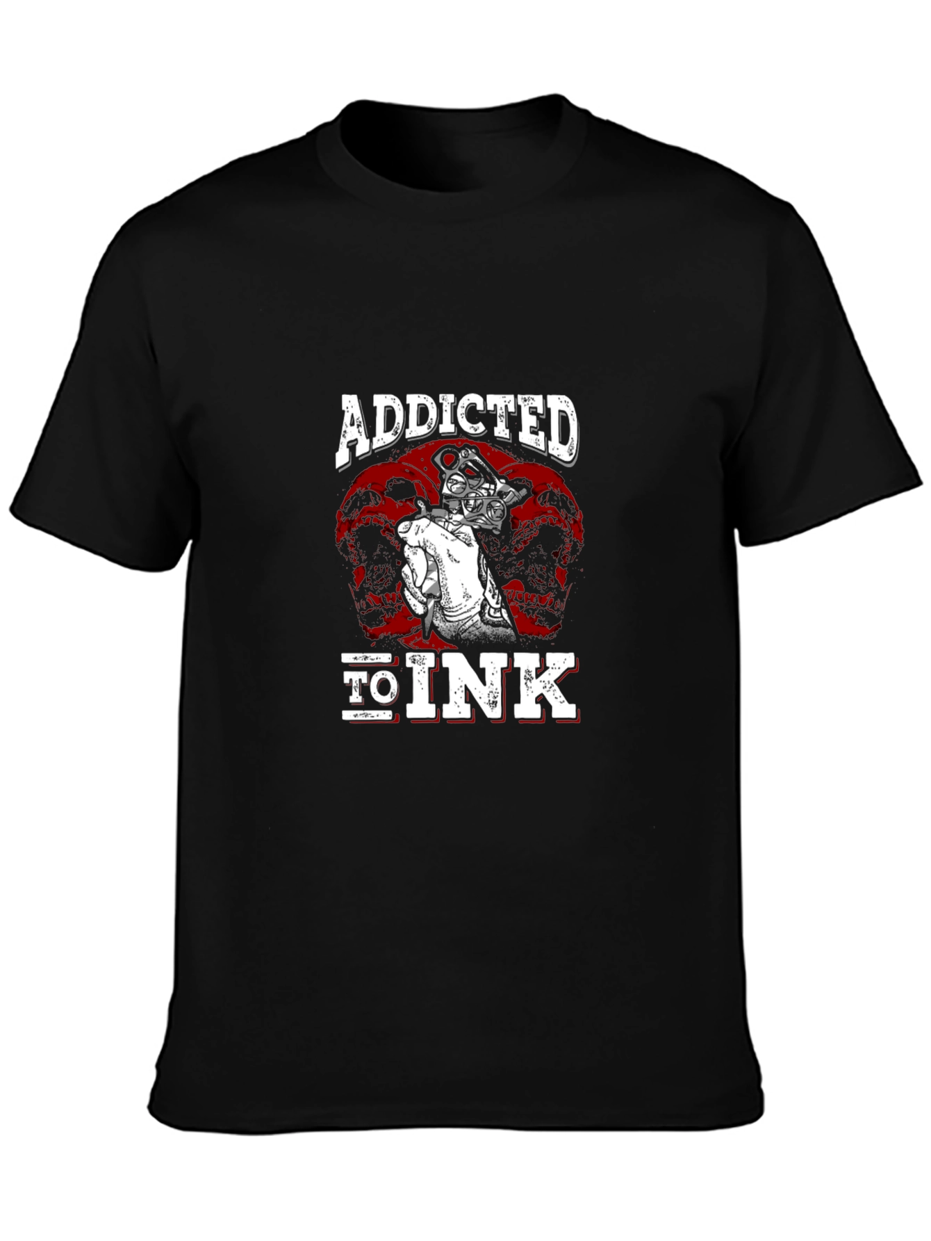 Camiseta Negra Addicted to Ink para Amantes de Tatuajes