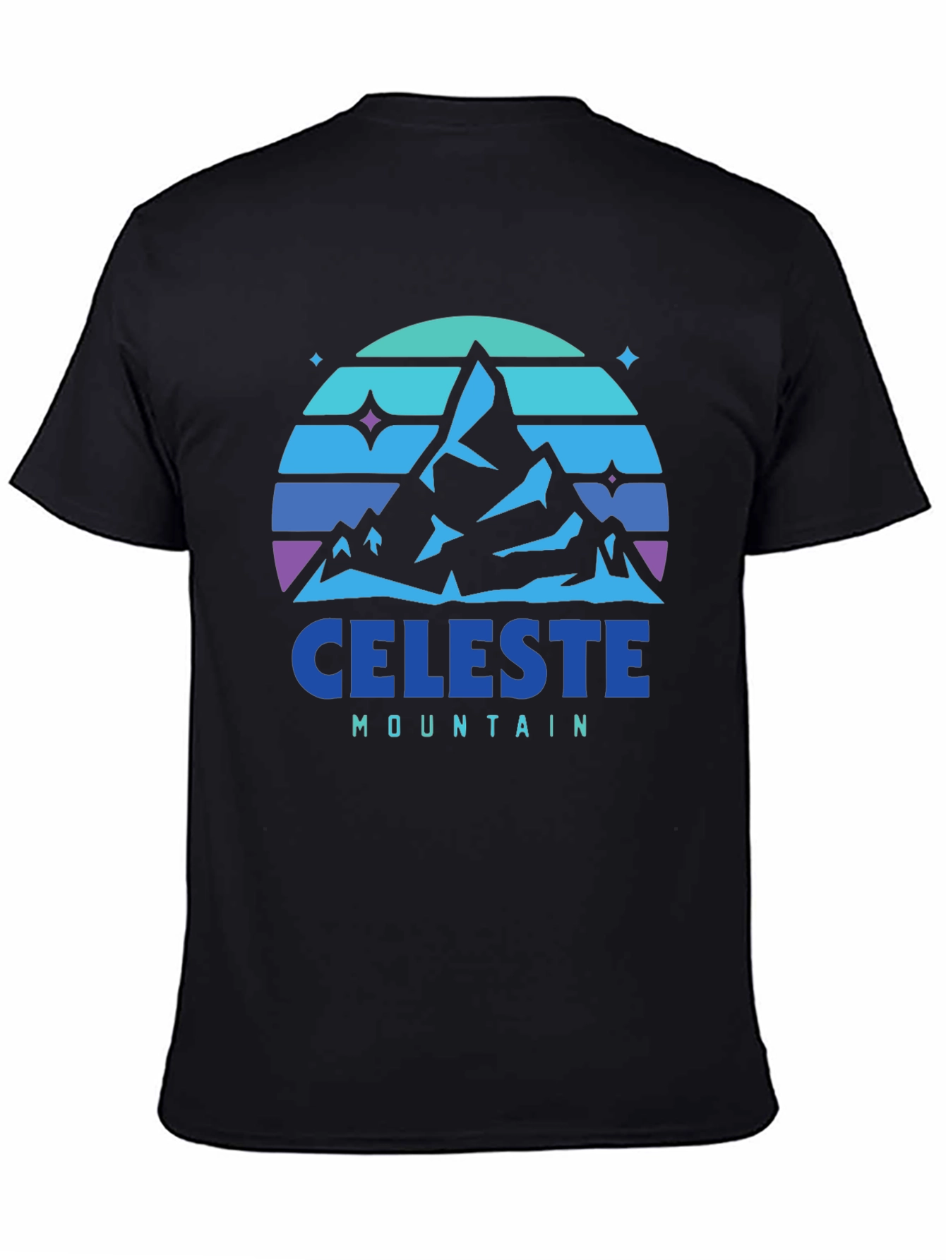 Camiseta Hombre Celeste Mountain - Diseño Retro