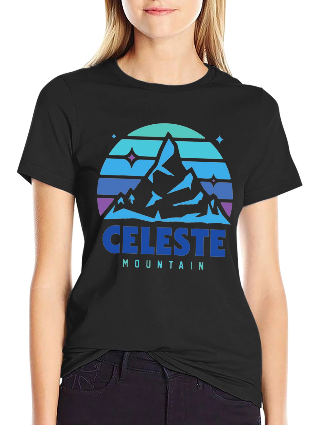 Camiseta Hombre Celeste Mountain - Diseño Retro