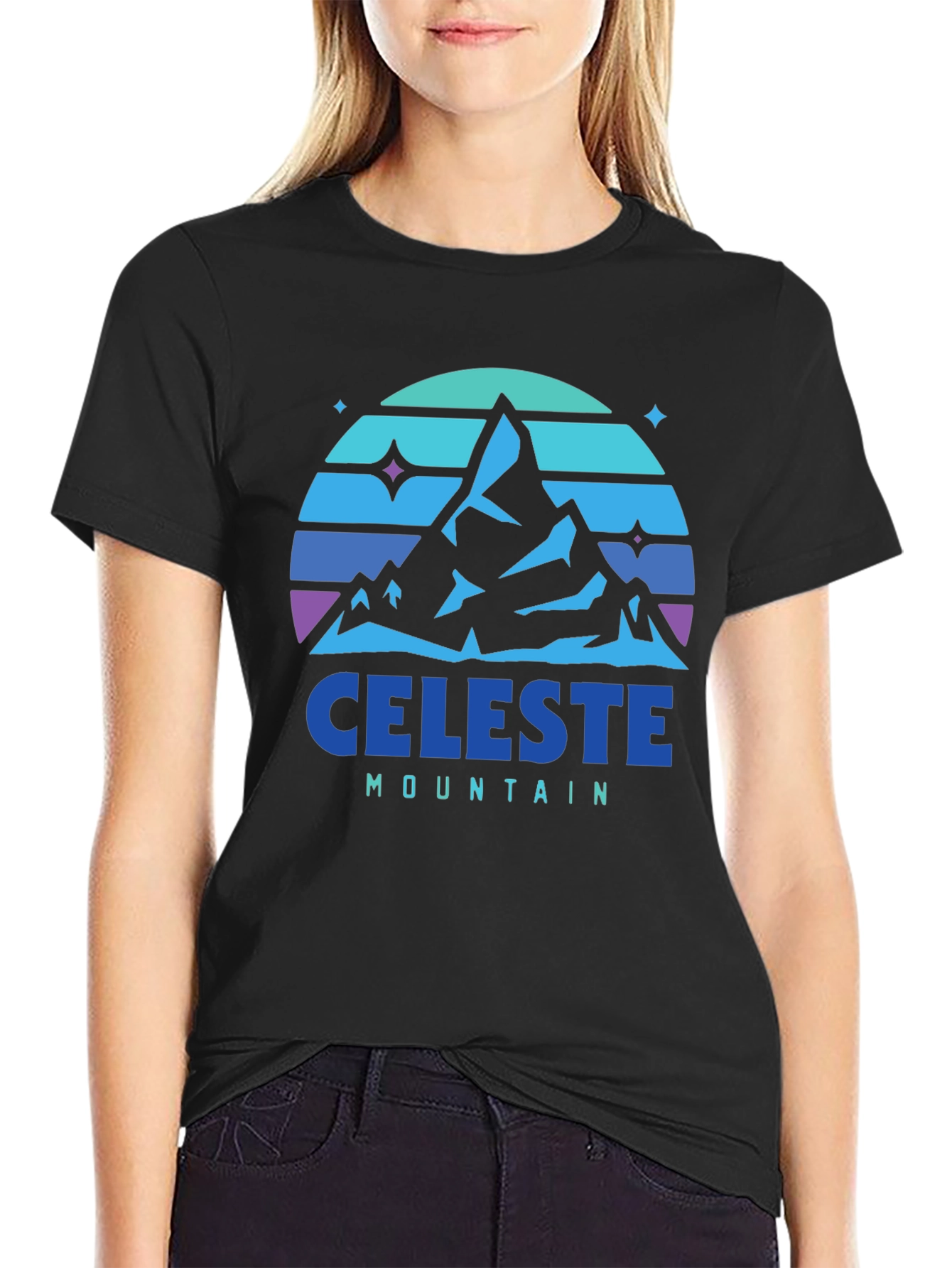 Camiseta Hombre Celeste Mountain - Diseño Retro