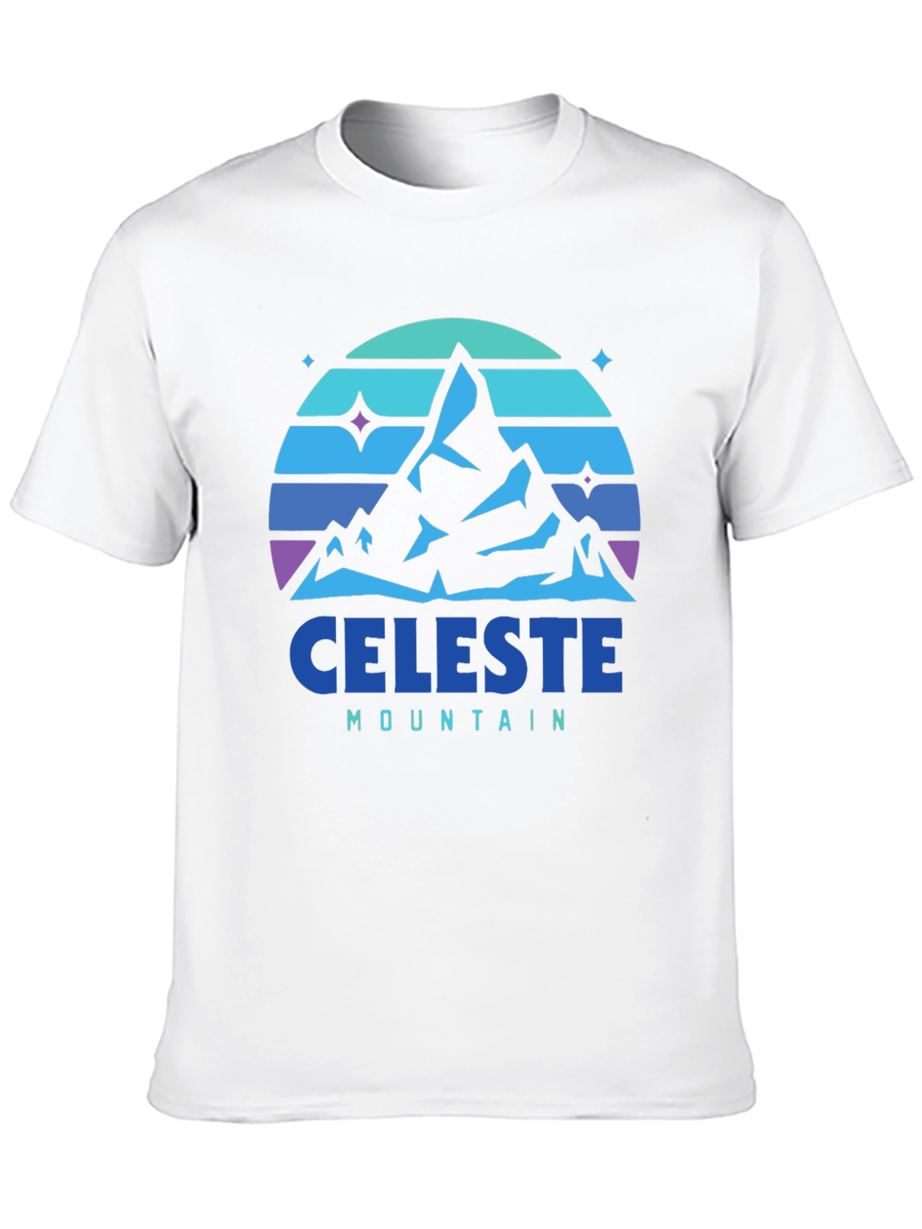 Camiseta Hombre Celeste Mountain - Diseño Retro