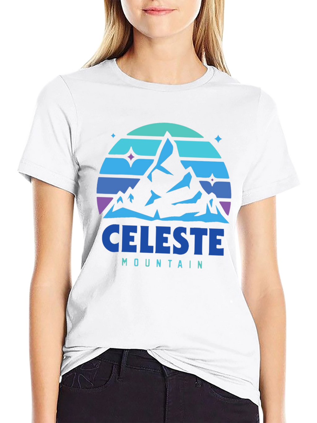 Camiseta Hombre Celeste Mountain - Diseño Retro