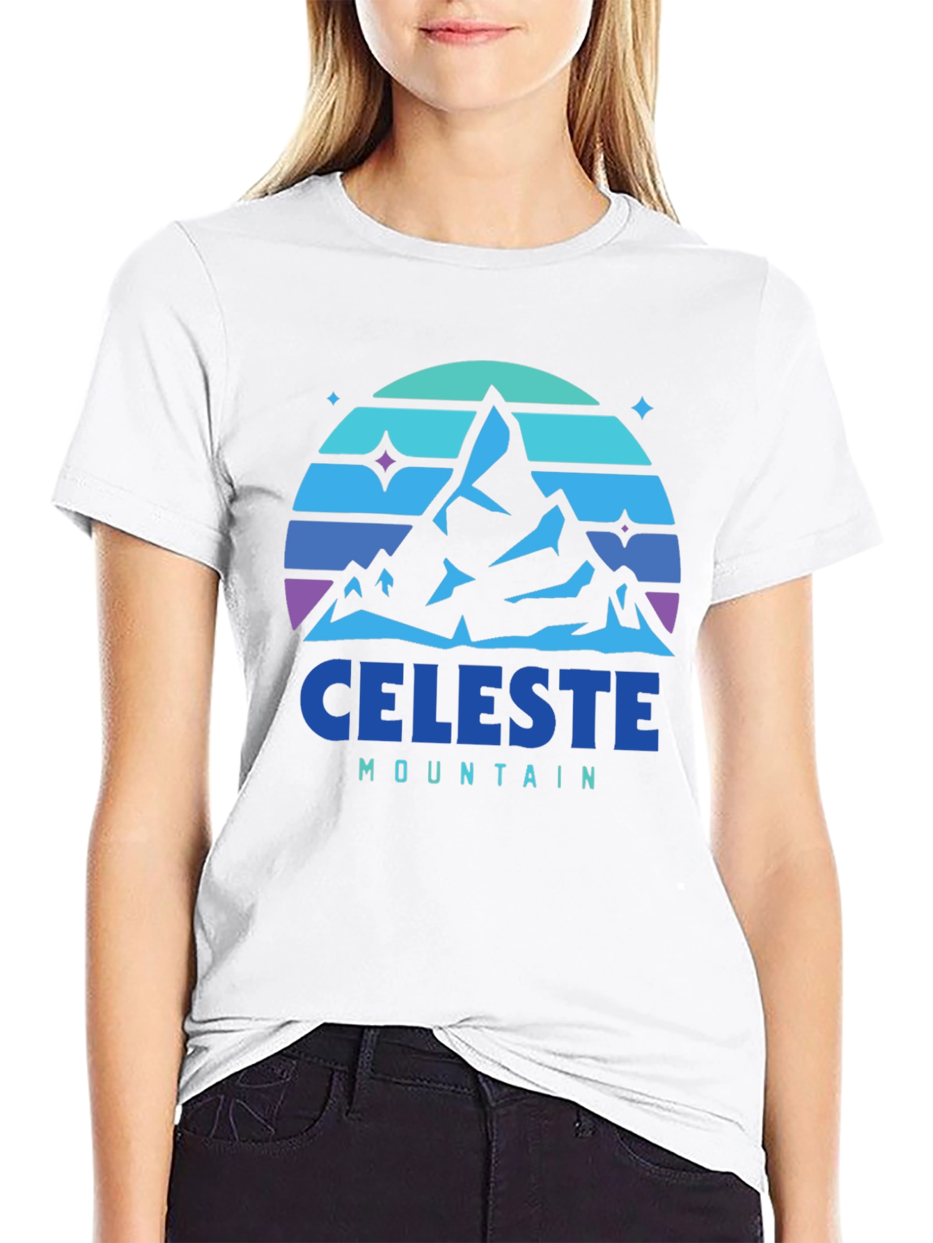 Camiseta Hombre Celeste Mountain - Diseño Retro