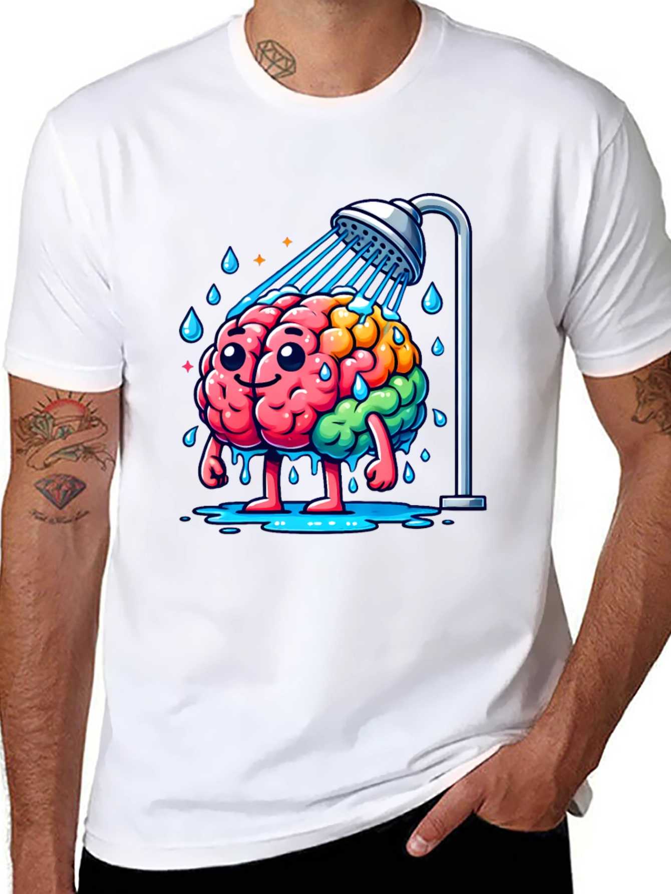 Camiseta Hombre Cerebro Ducha - ¡Ideas Frescas!