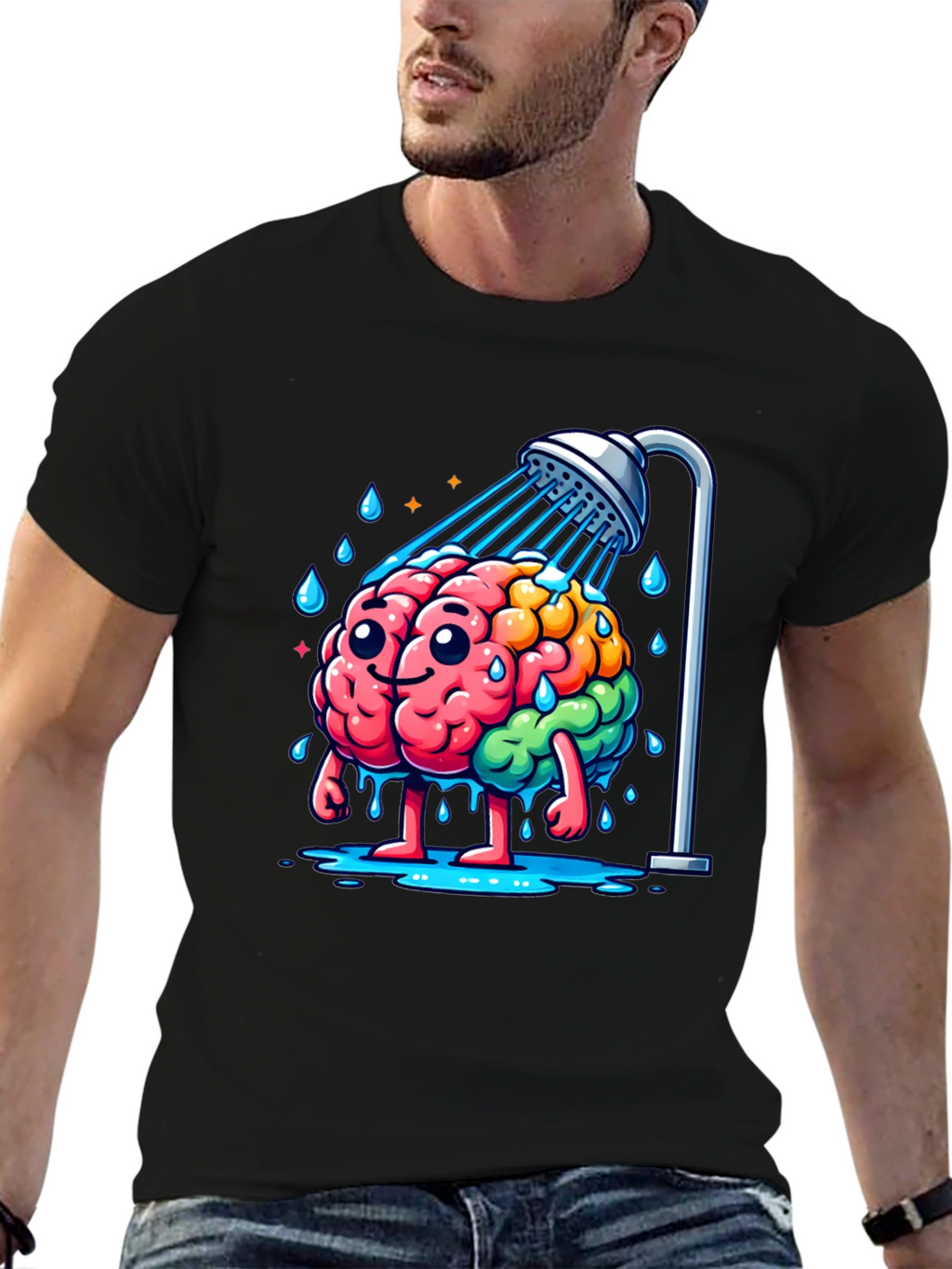 Camiseta Hombre Cerebro Ducha - ¡Ideas Frescas!