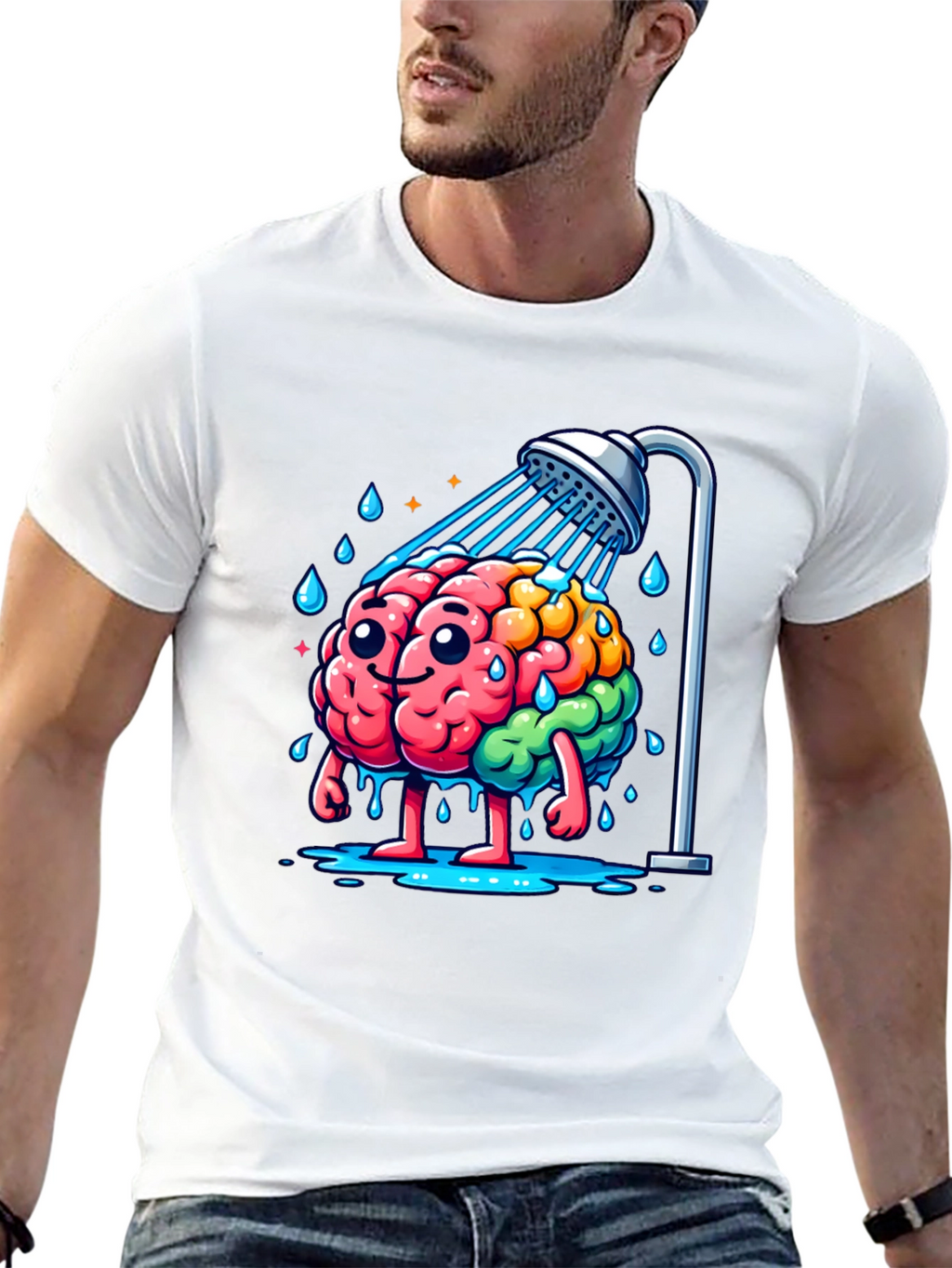 Camiseta Hombre Cerebro Ducha - ¡Ideas Frescas!