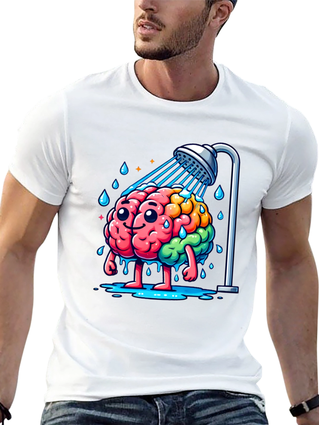 Camiseta Hombre Cerebro Ducha - ¡Ideas Frescas!