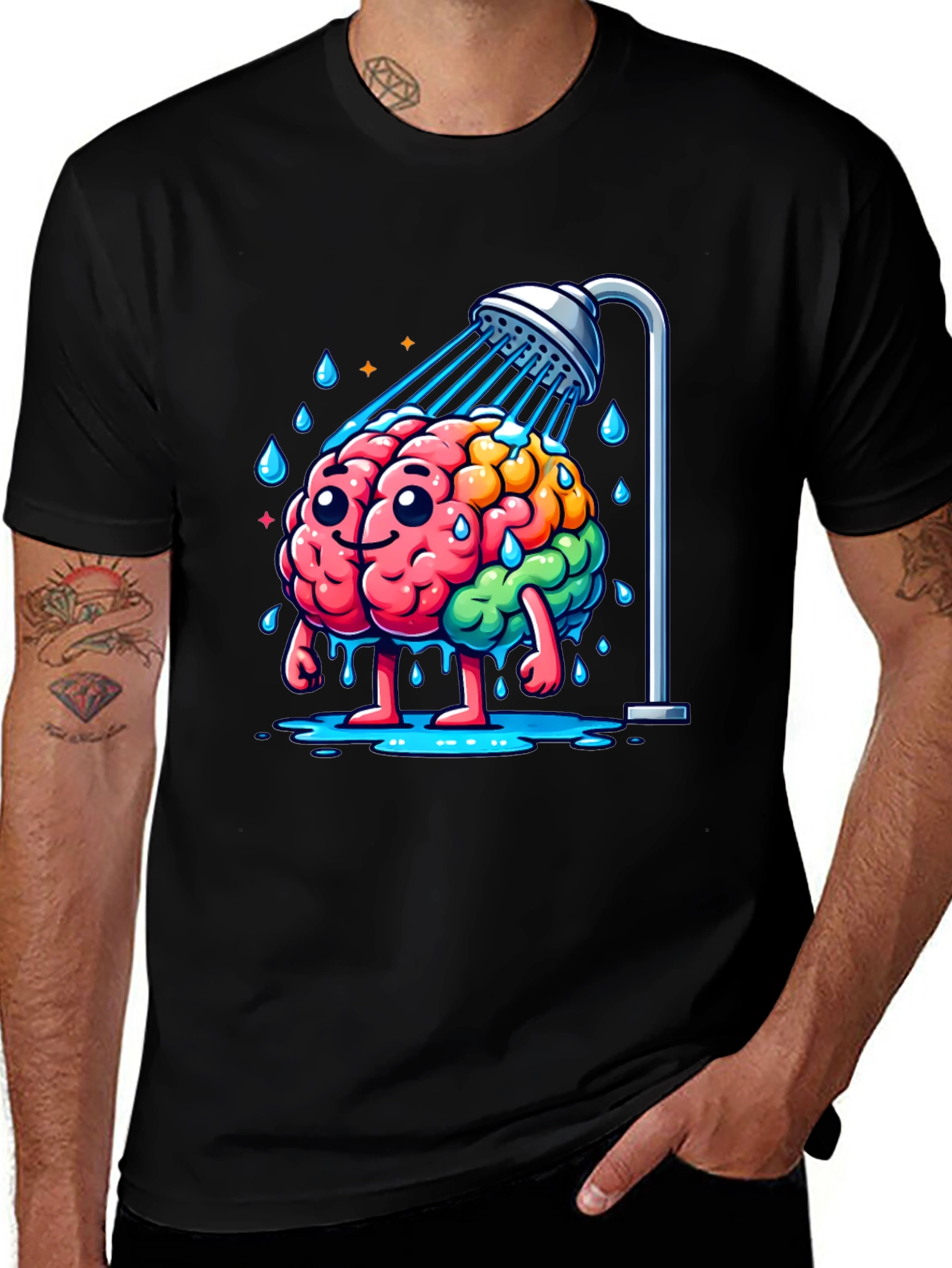 Camiseta Hombre Cerebro Ducha - ¡Ideas Frescas!