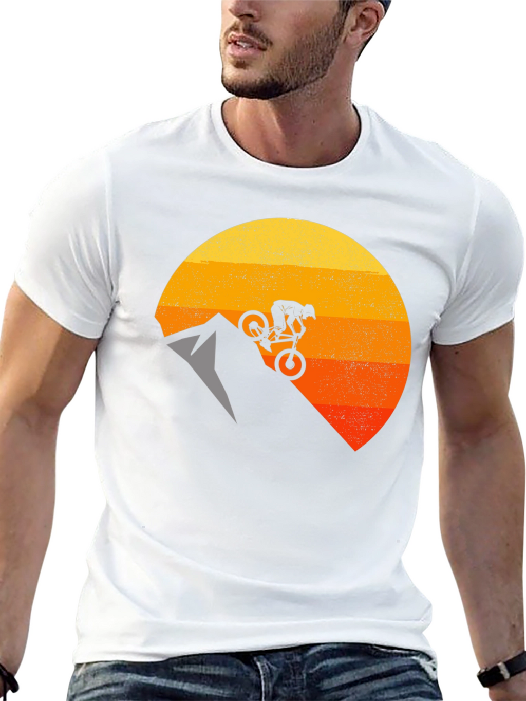Camiseta Hombre Ciclismo Montaña Diseño Sunset
