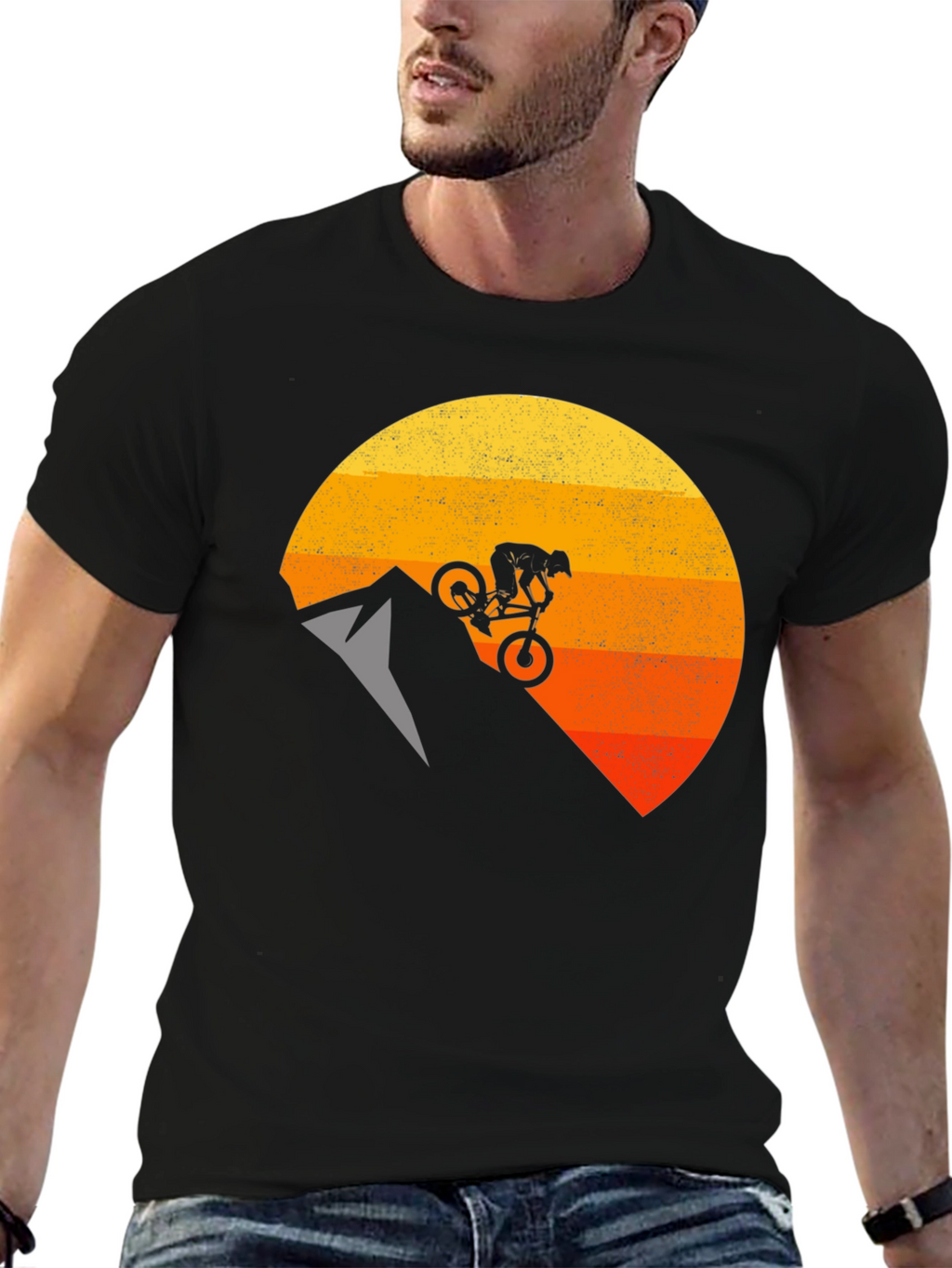 Camiseta Hombre Ciclismo Montaña Diseño Sunset