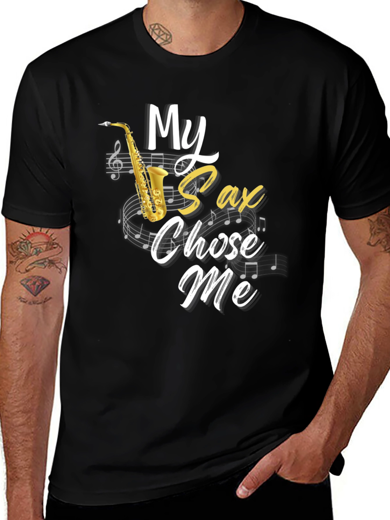 Camiseta Hombre Negra Mi Saxo Me Eligió