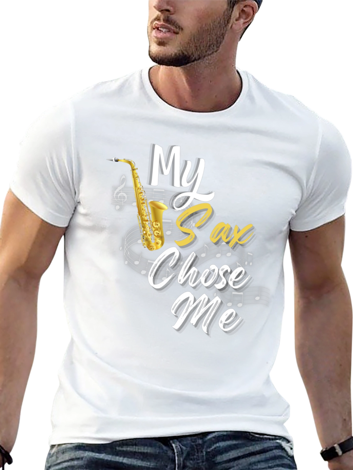 Camiseta Hombre Negra Mi Saxo Me Eligió