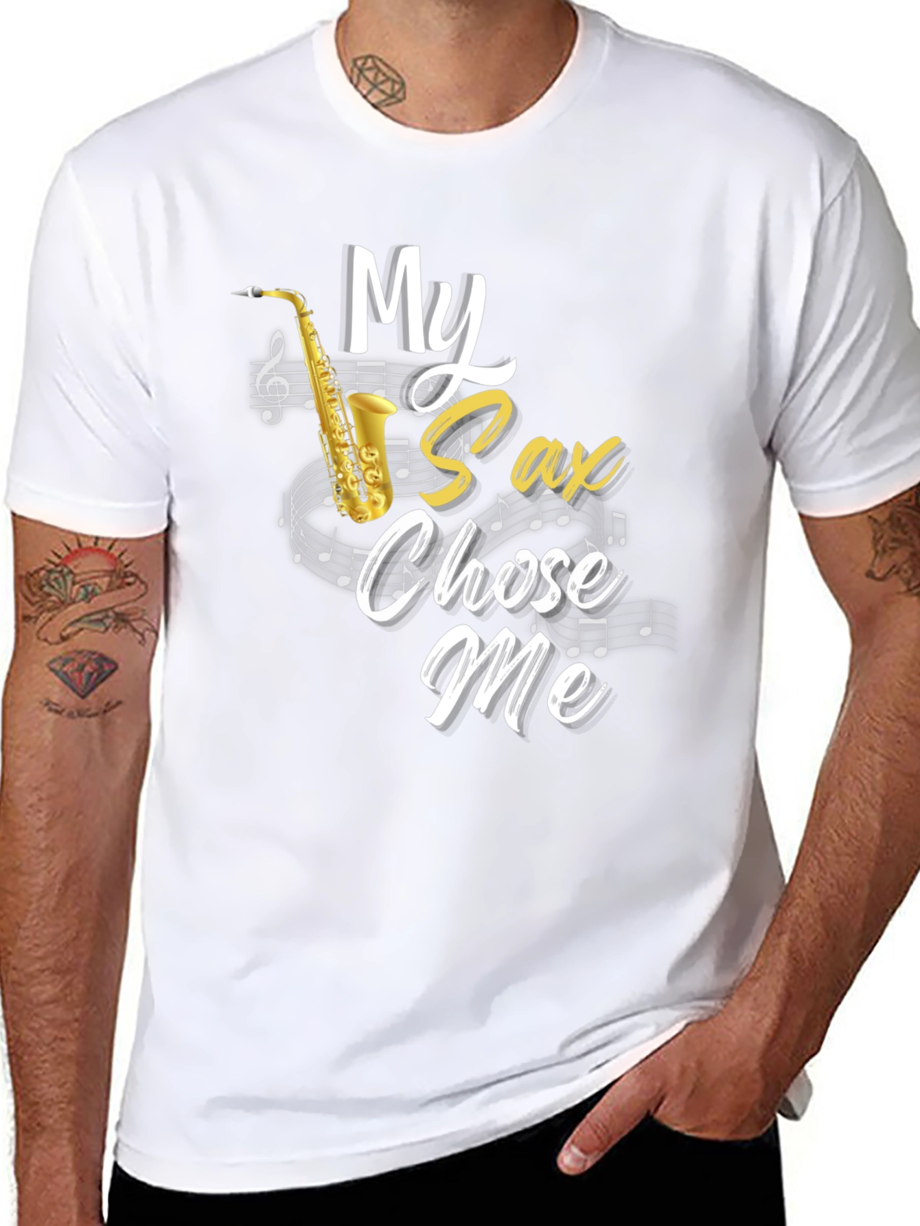 Camiseta Hombre Negra Mi Saxo Me Eligió