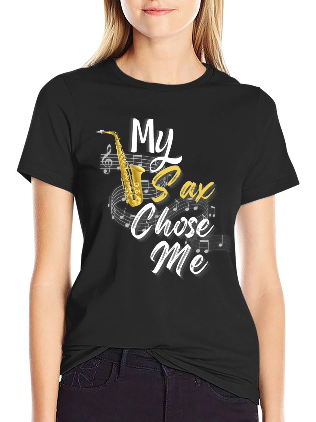 Camiseta Hombre Negra Mi Saxo Me Eligió