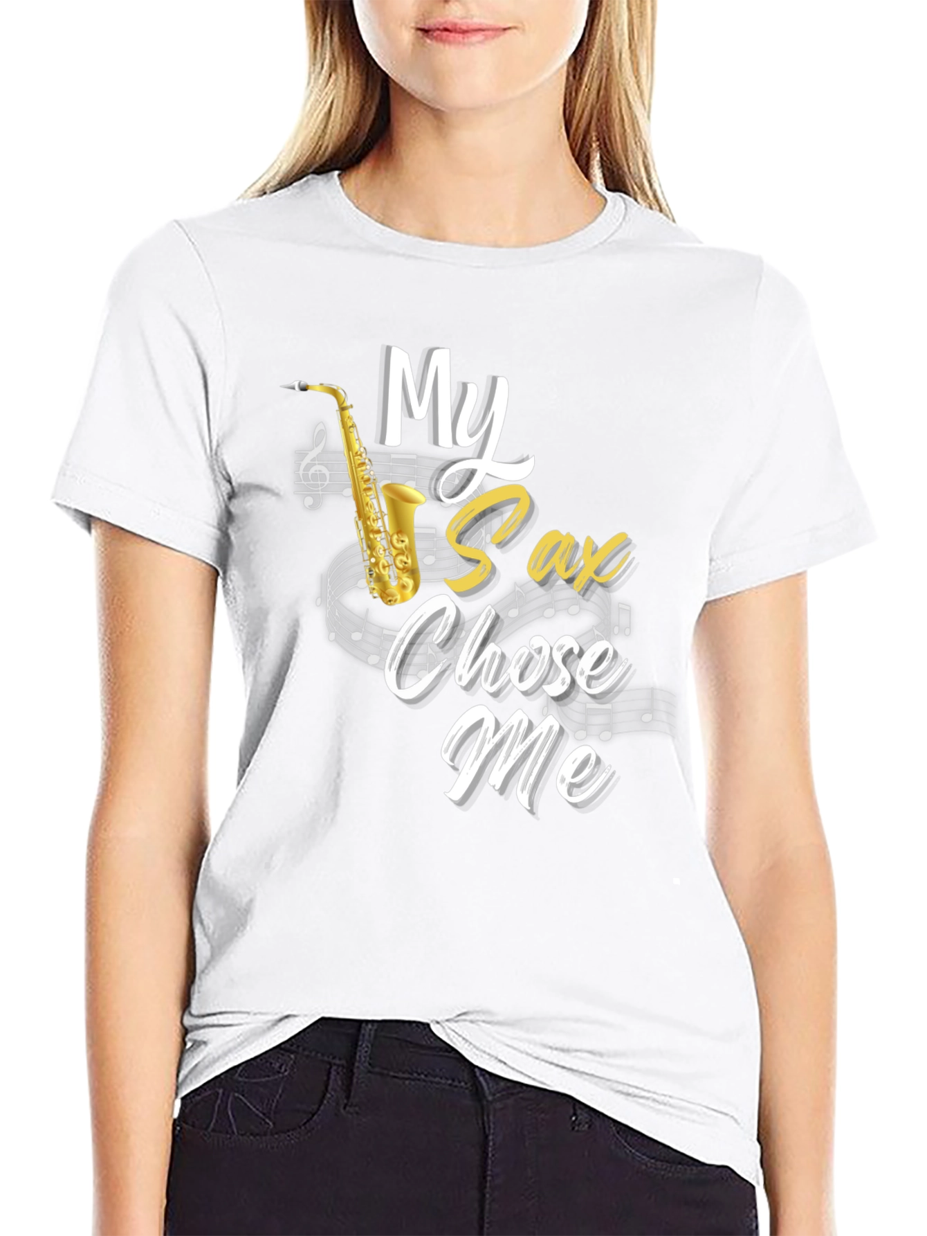 Camiseta Hombre Negra Mi Saxo Me Eligió