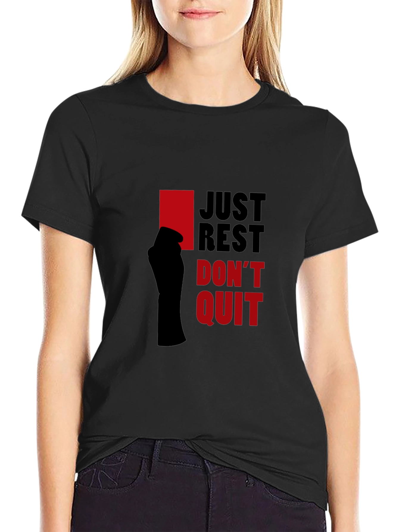 Camiseta Hombre Negra - Just Rest Dont Quit