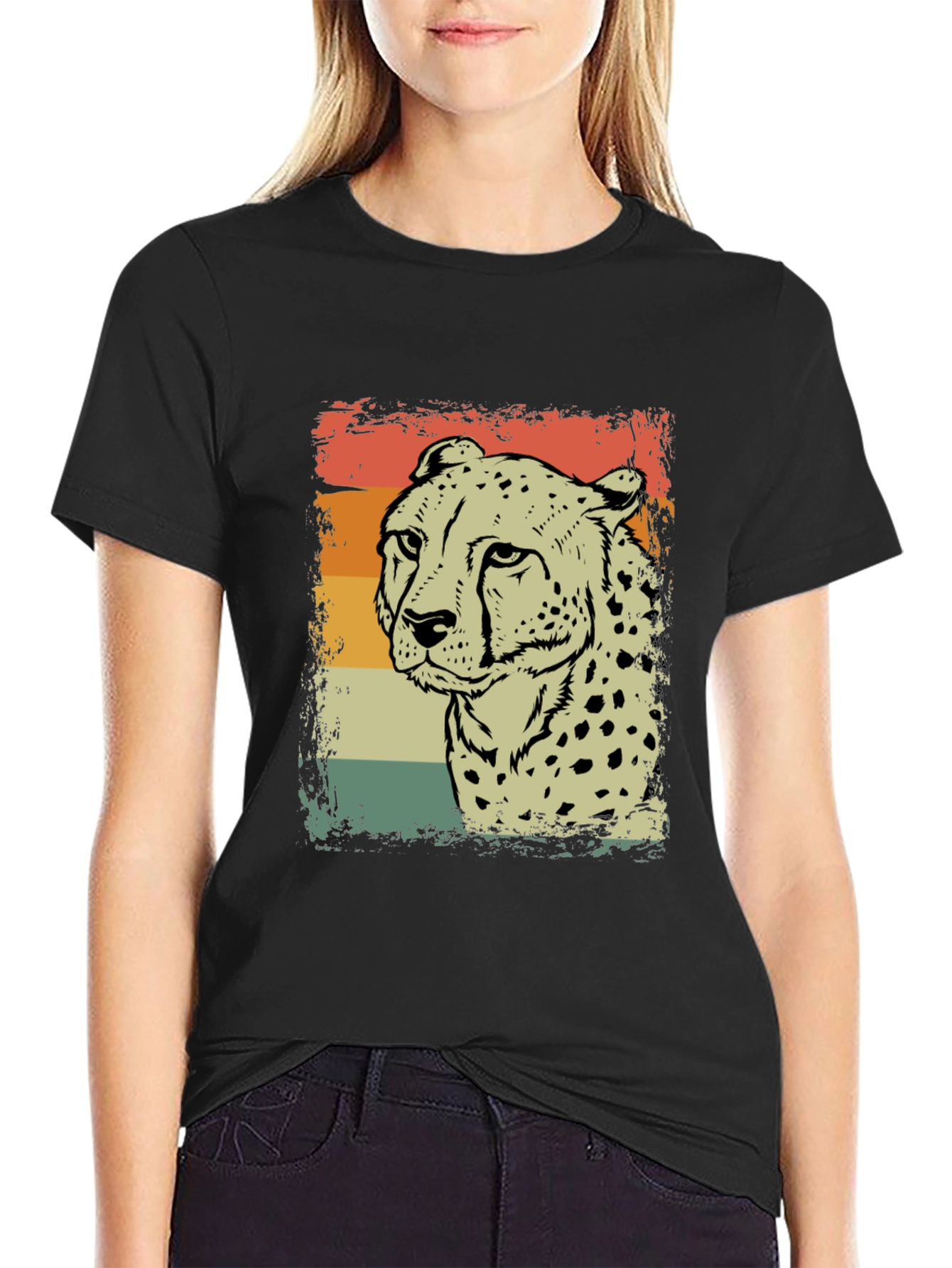 Camiseta Hombre Diseño Vintage Guepardo