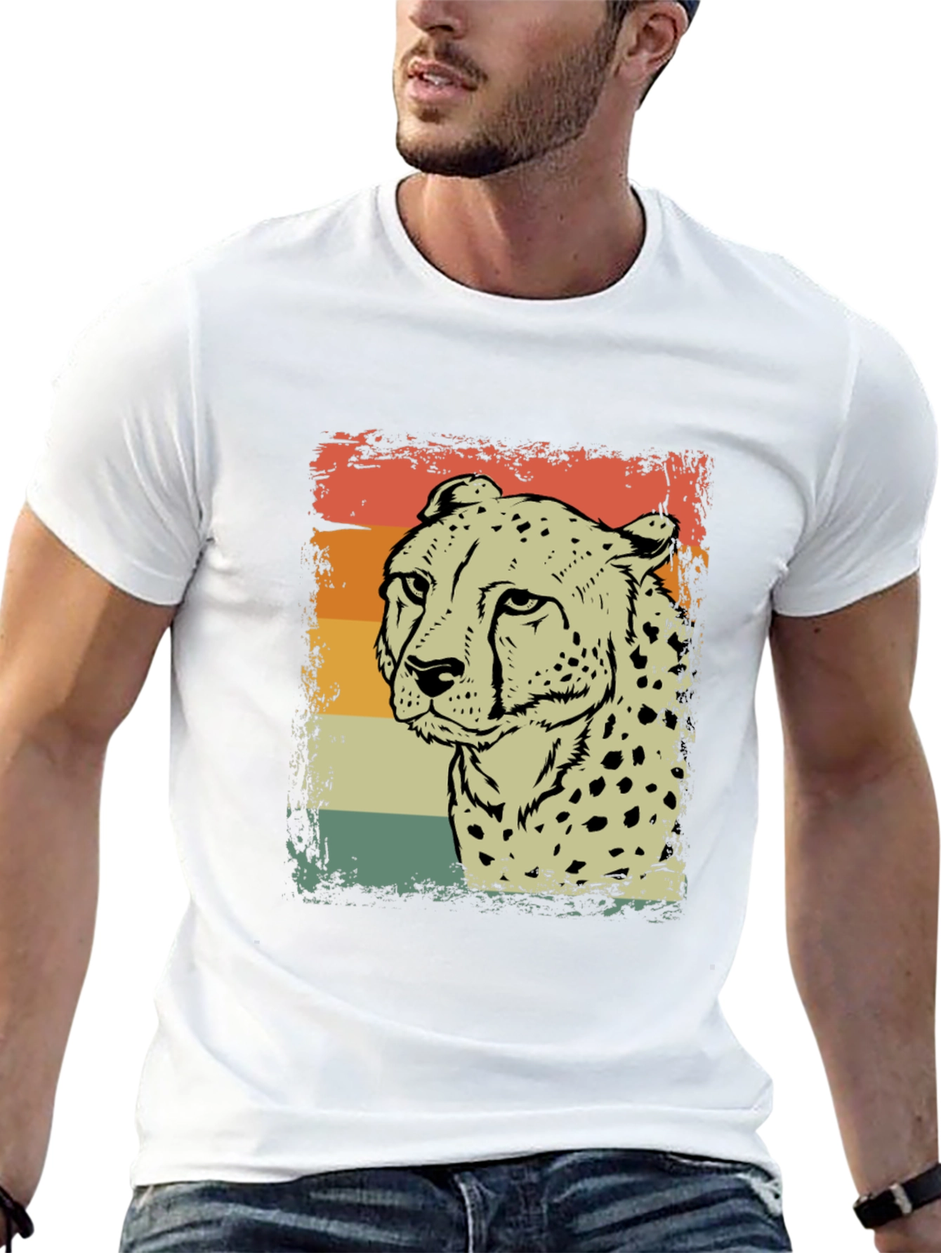 Camiseta Hombre Diseño Vintage Guepardo