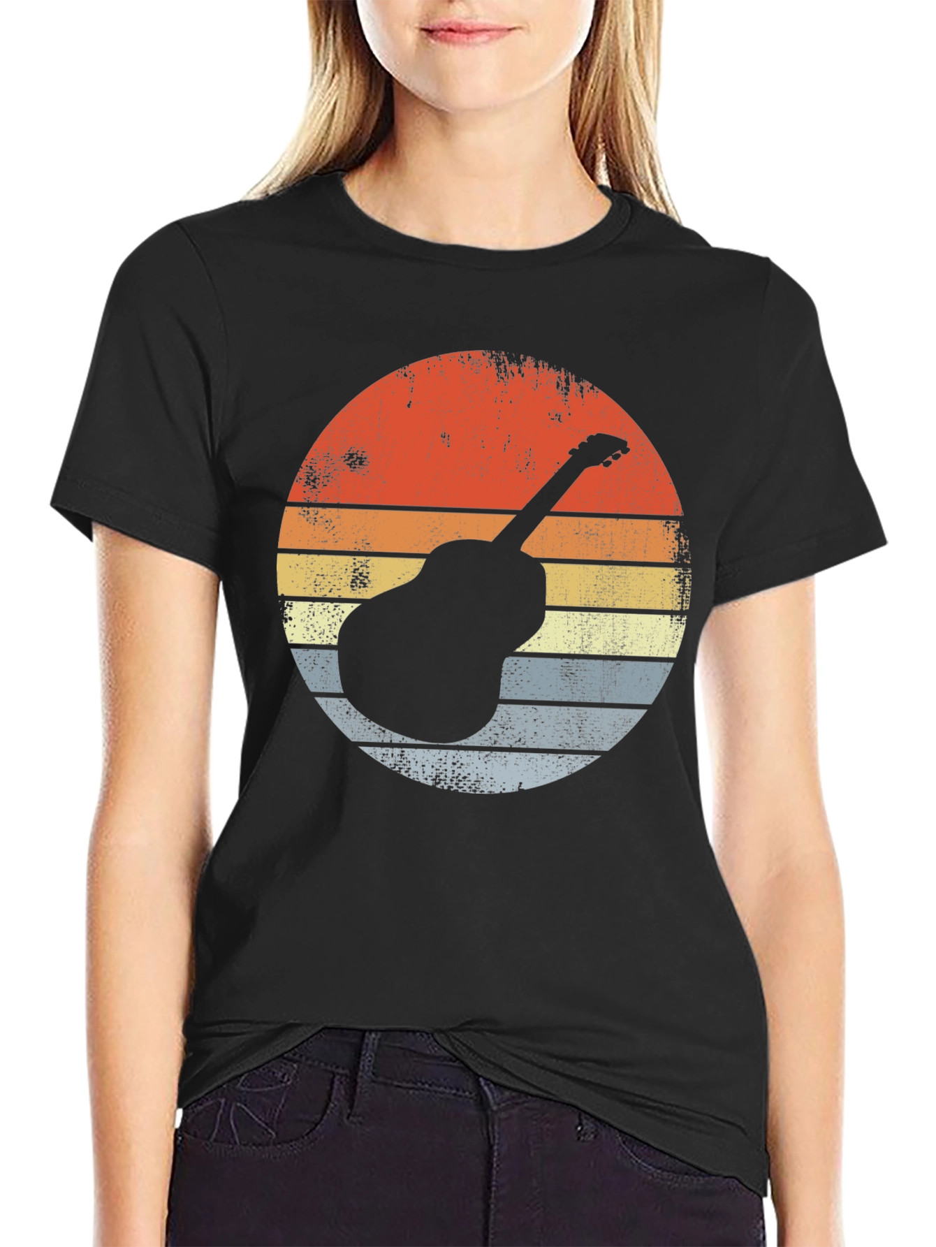 Camiseta Hombre Guitarra Retro Vintage Música