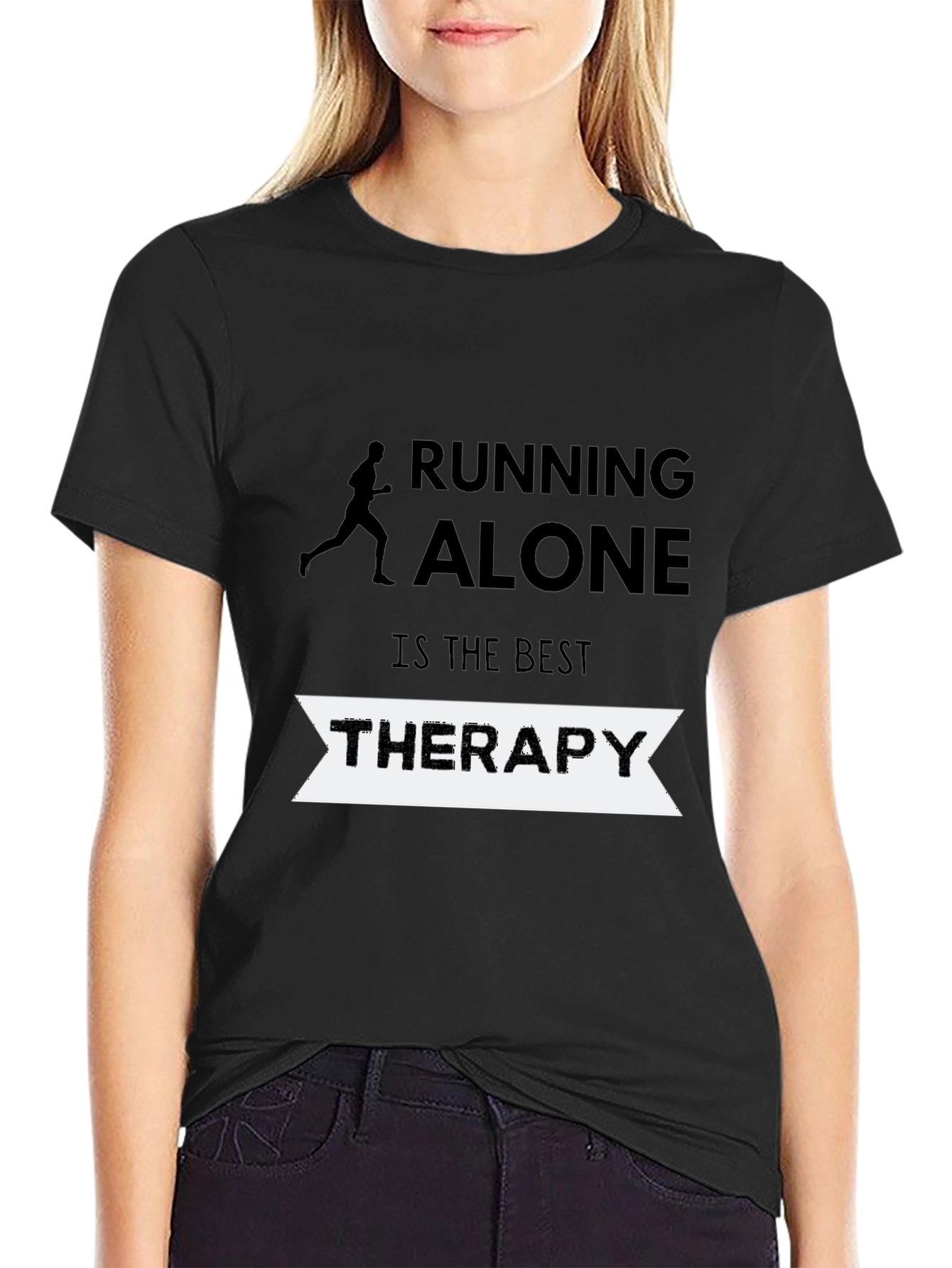 Camiseta Hombre Negra Running Alone Therapy
