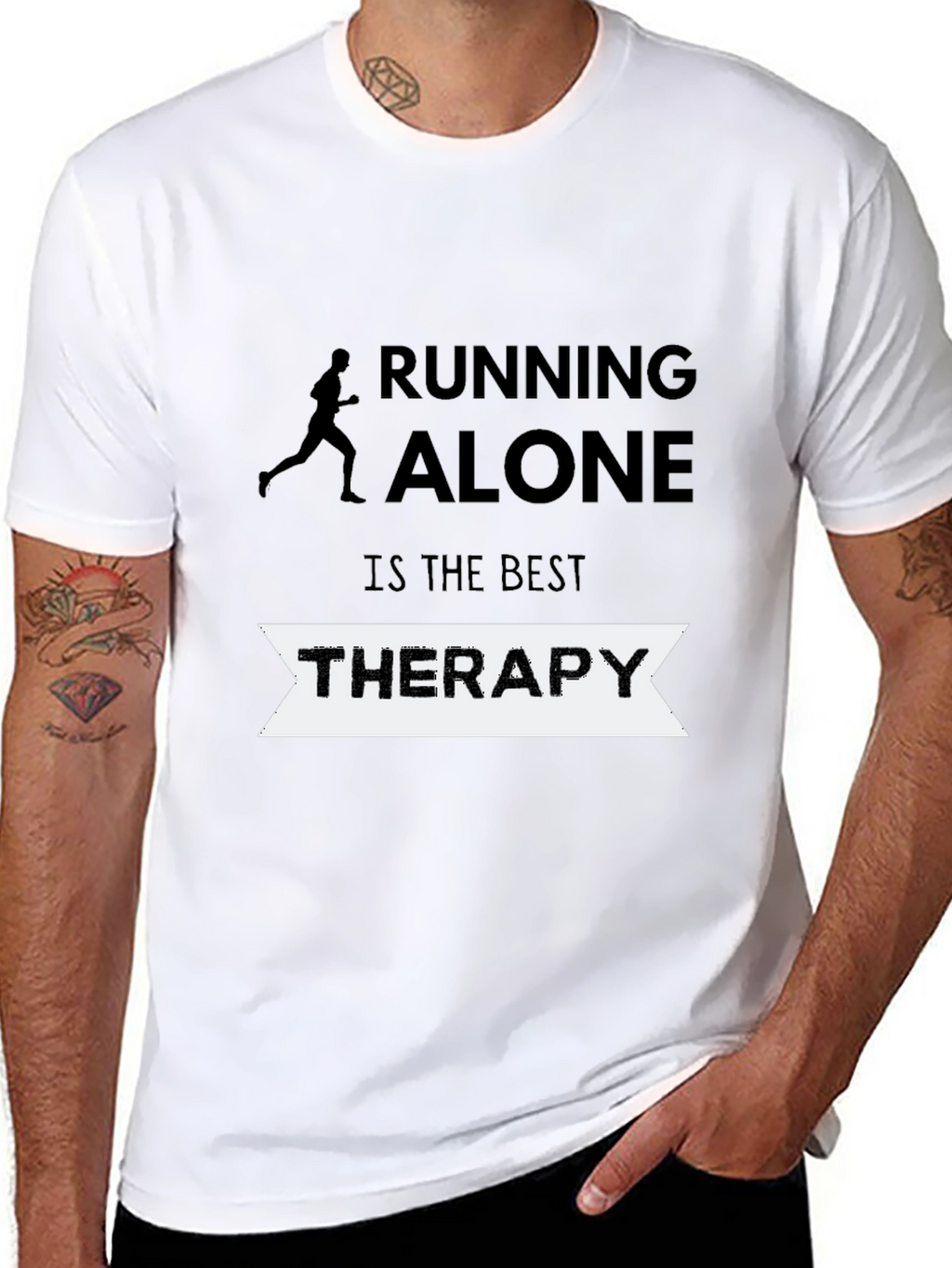 Camiseta Hombre Negra Running Alone Therapy