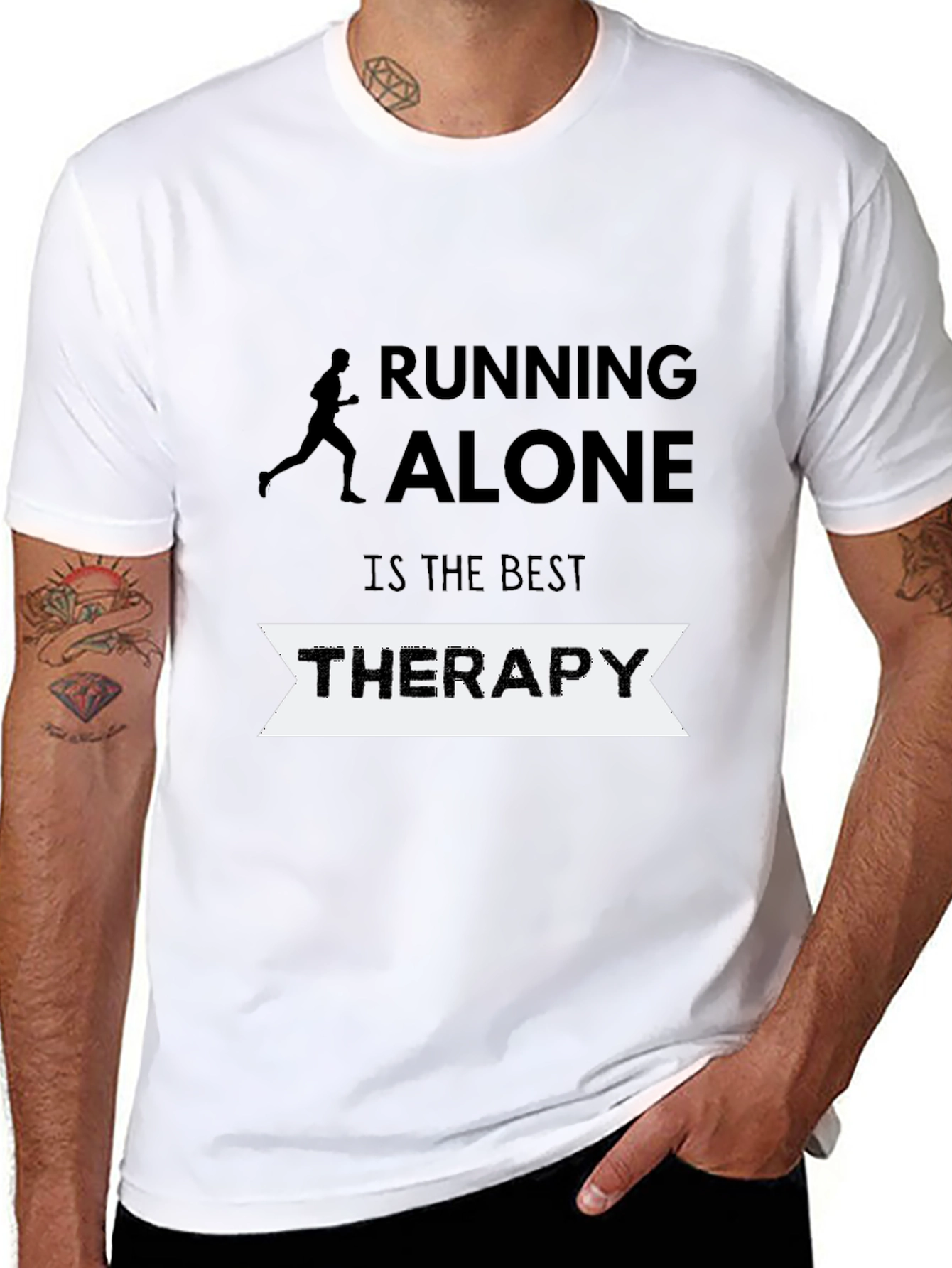 Camiseta Hombre Negra Running Alone Therapy