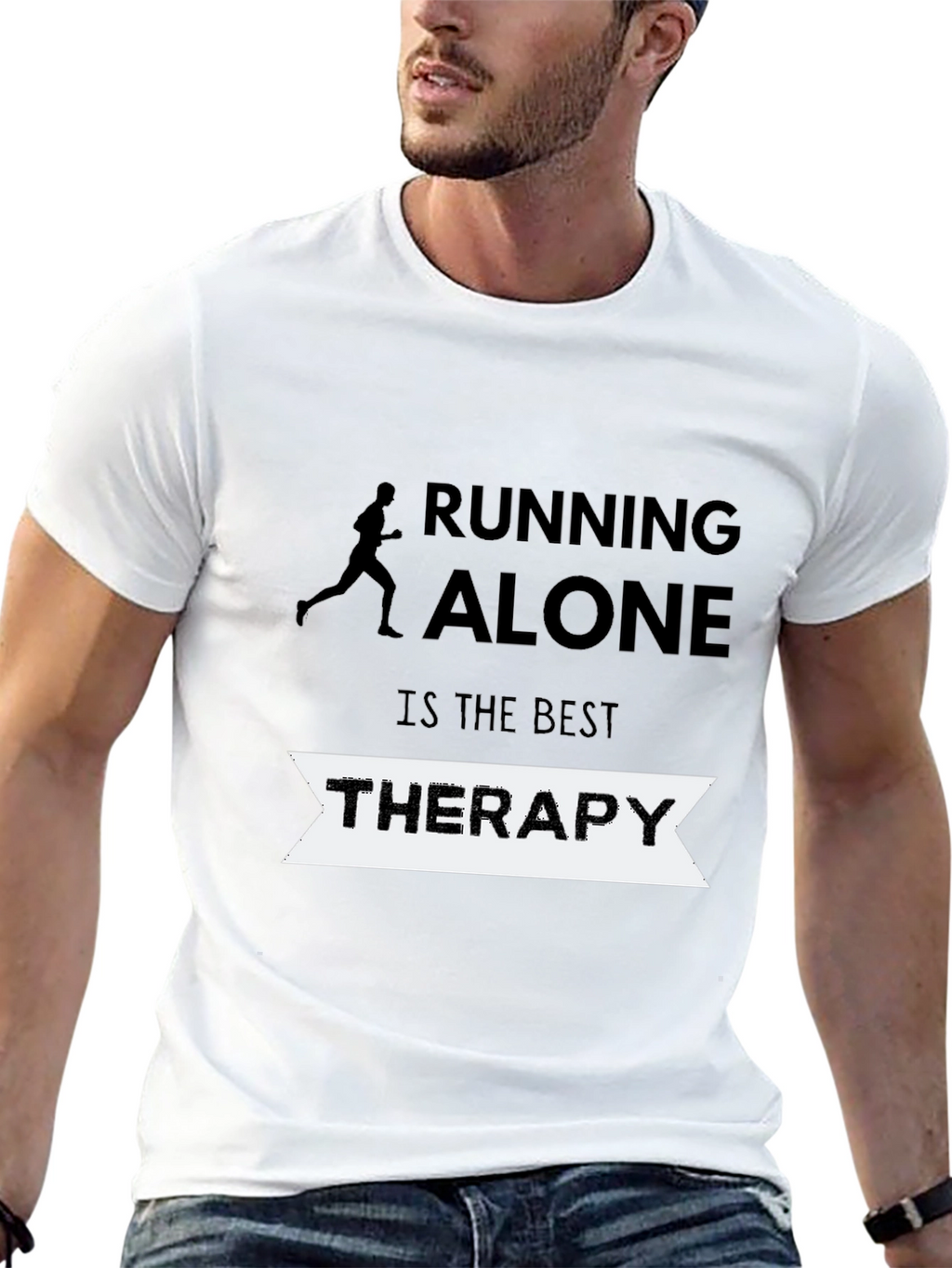 Camiseta Hombre Negra Running Alone Therapy