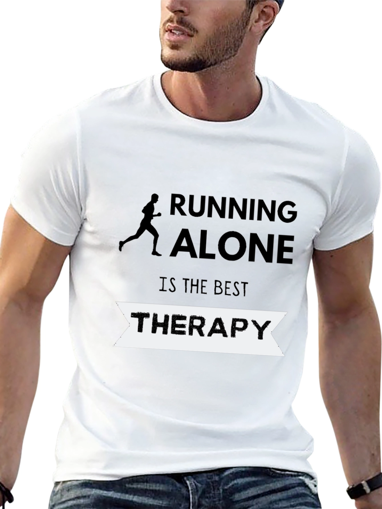 Camiseta Hombre Negra Running Alone Therapy