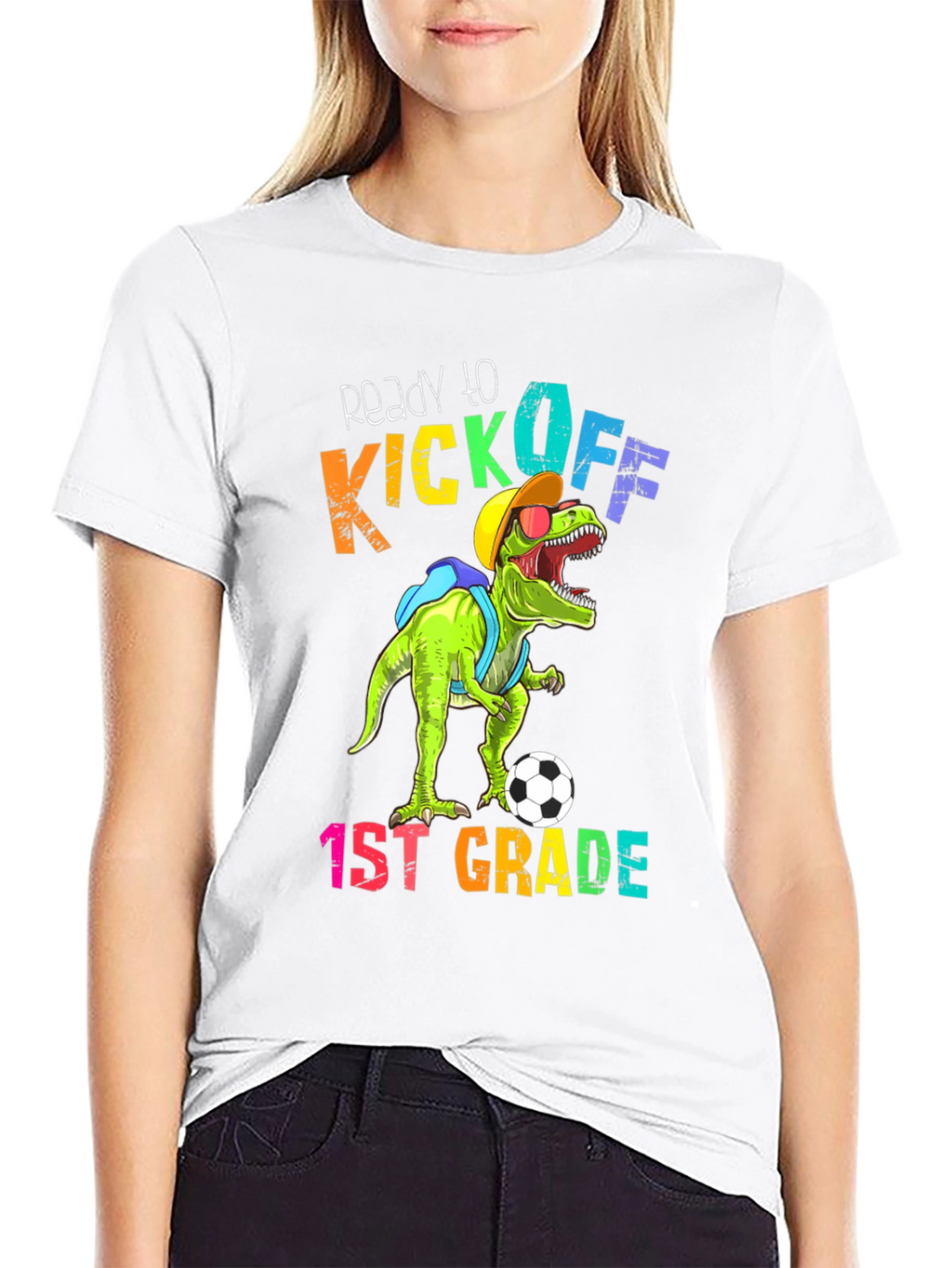 Camiseta Divertida Dinosaurio Fútbol Primer Grado