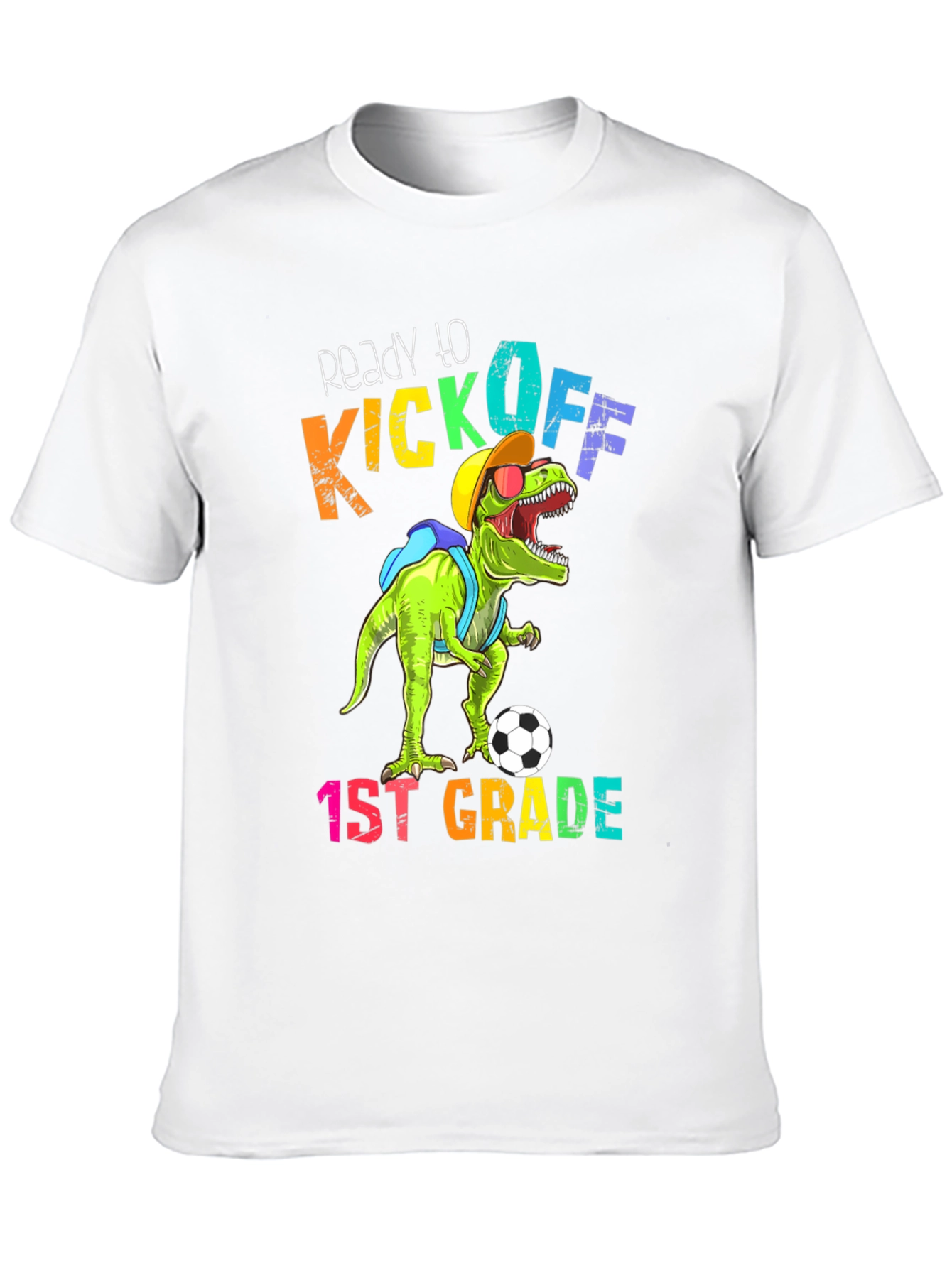 Camiseta Divertida Dinosaurio Fútbol Primer Grado