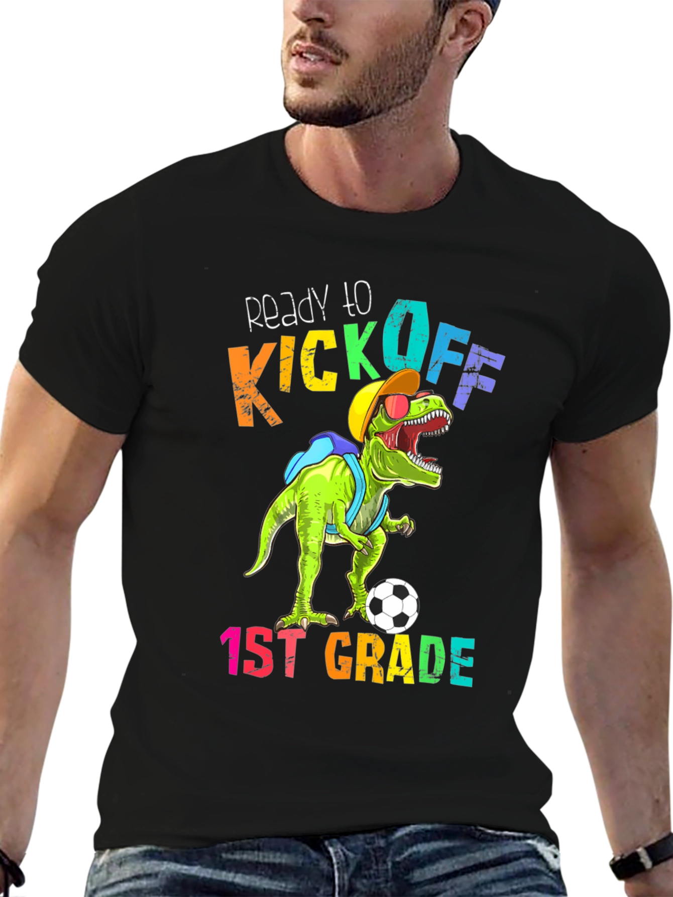 Camiseta Divertida Dinosaurio Fútbol Primer Grado