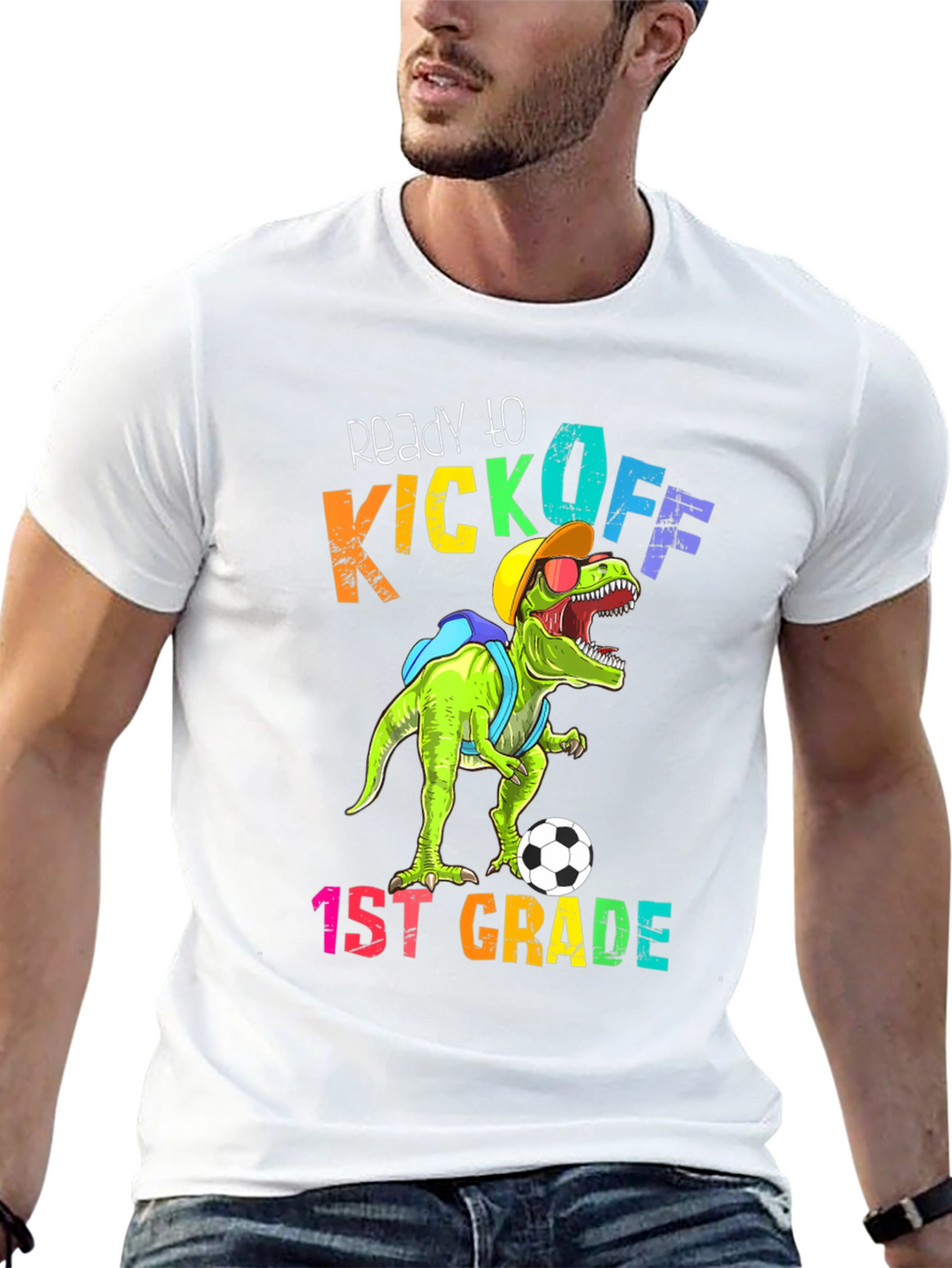 Camiseta Divertida Dinosaurio Fútbol Primer Grado