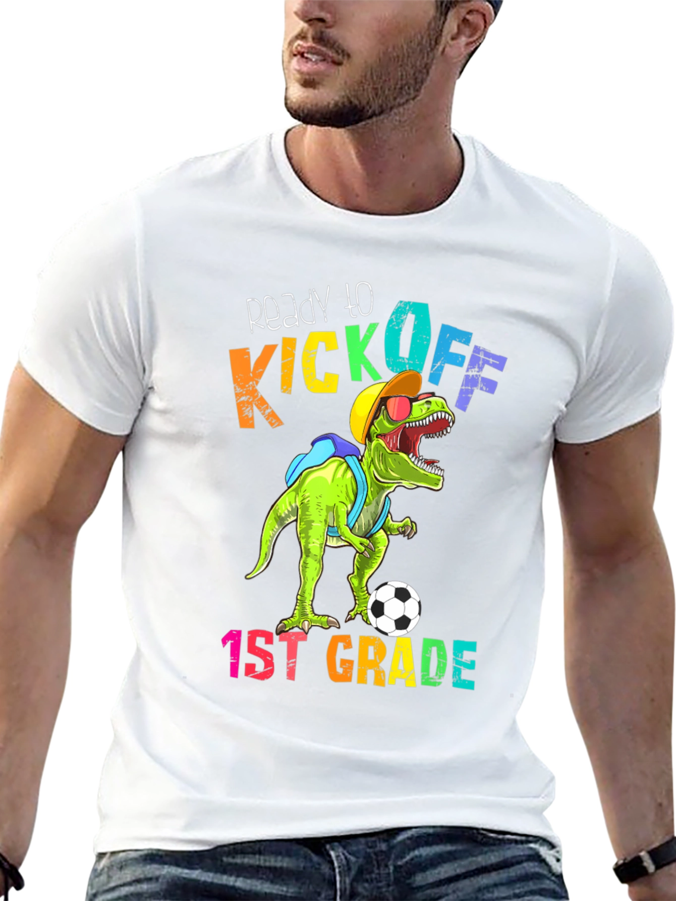Camiseta Divertida Dinosaurio Fútbol Primer Grado