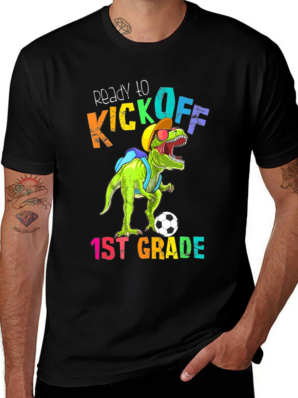 Camiseta Divertida Dinosaurio Fútbol Primer Grado