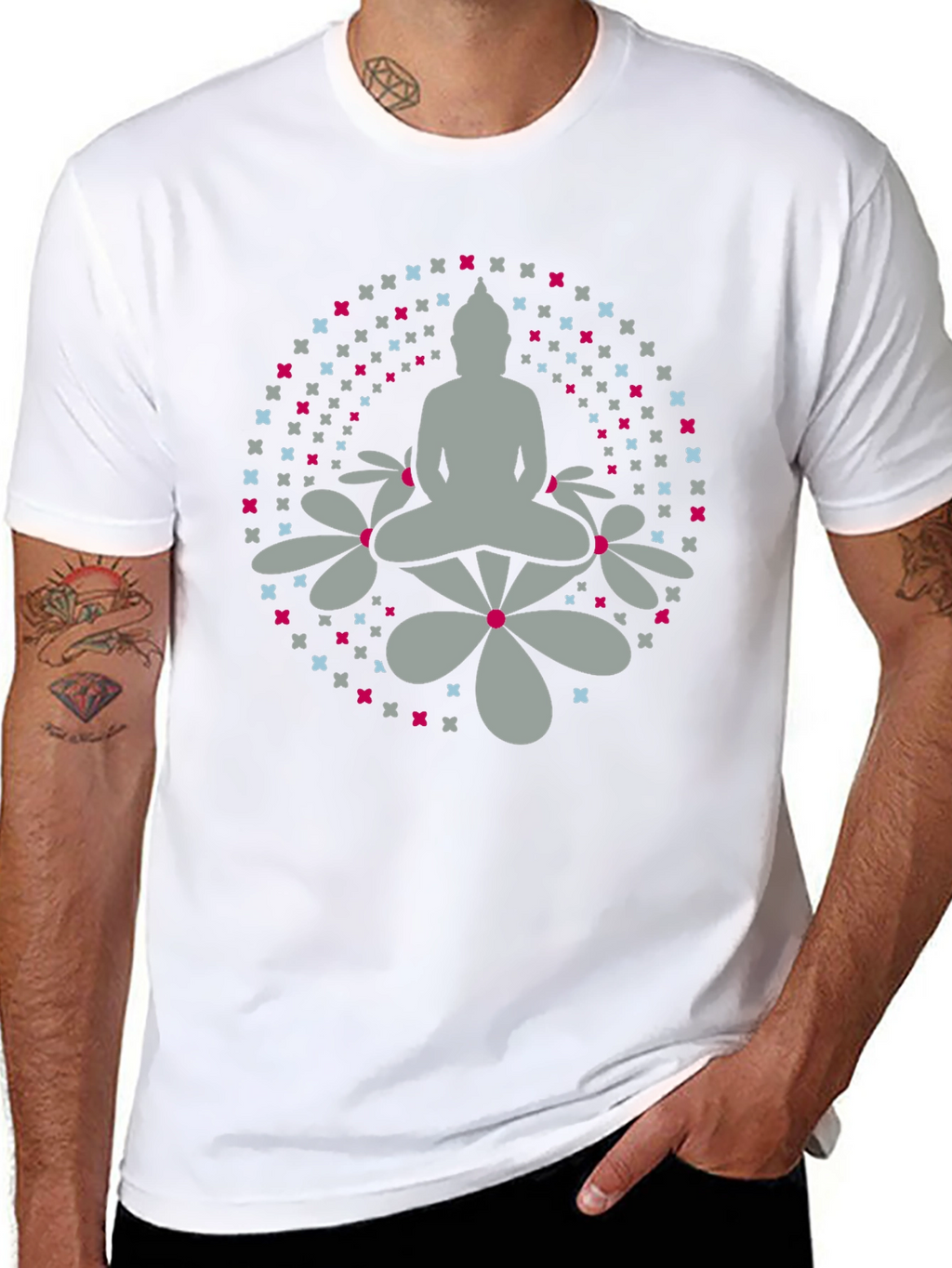 Camiseta Buda Floral Hombre