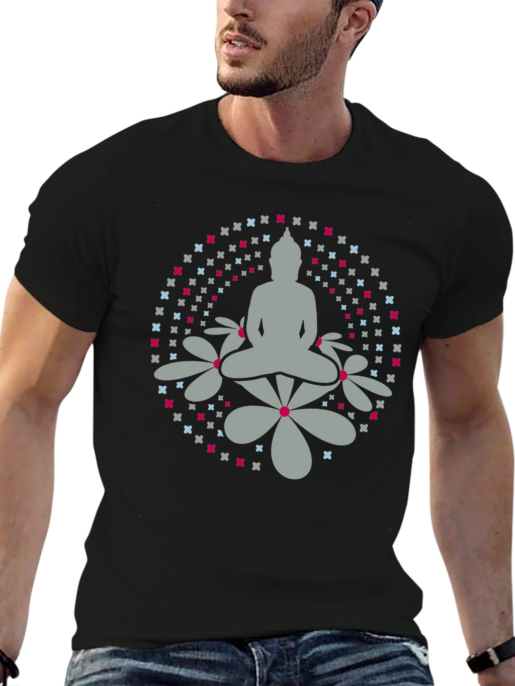Camiseta Buda Floral Hombre