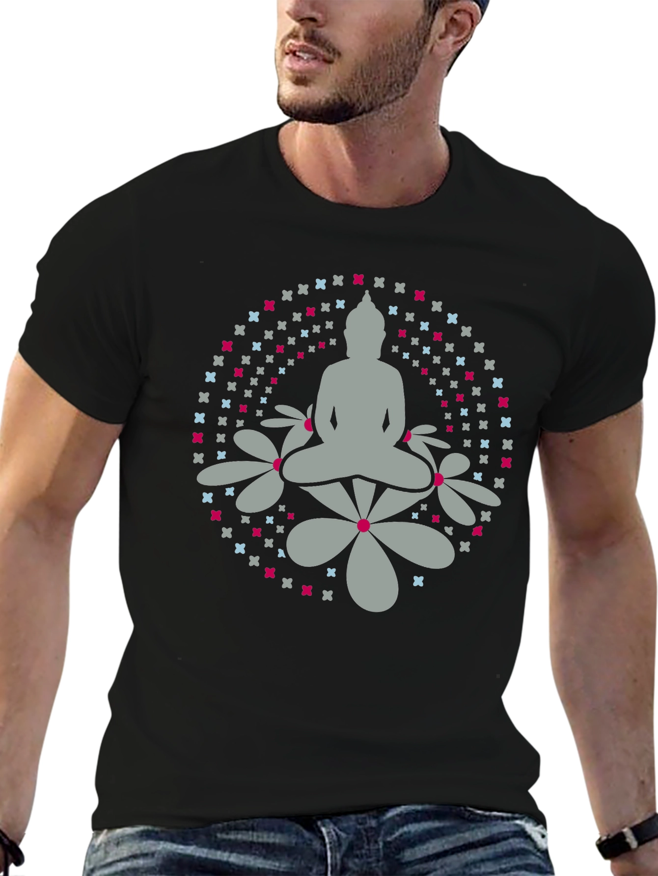 Camiseta Buda Floral Hombre