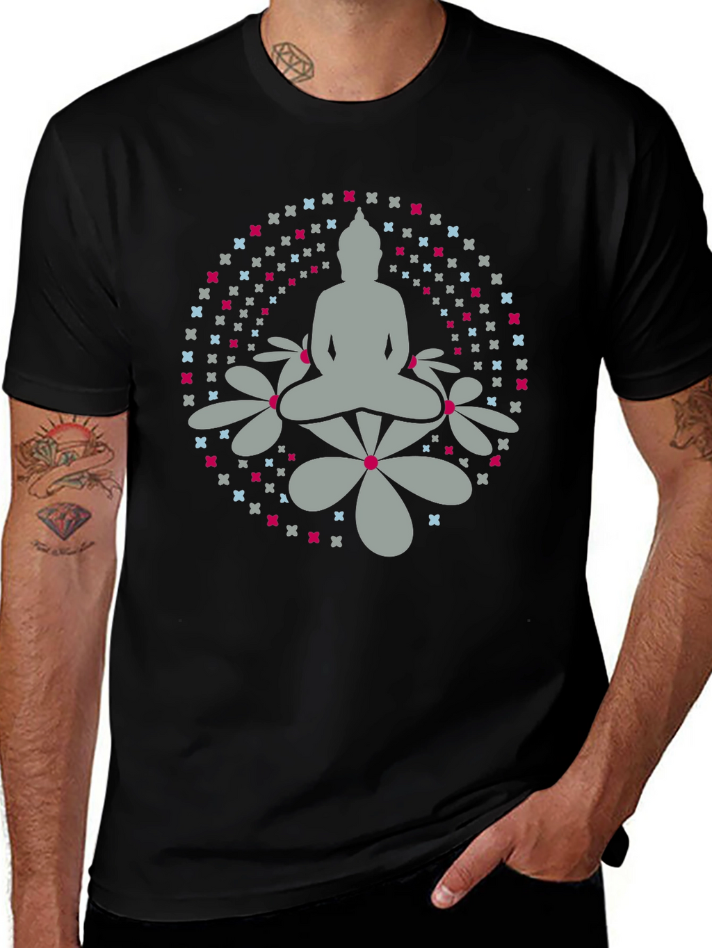 Camiseta Buda Floral Hombre