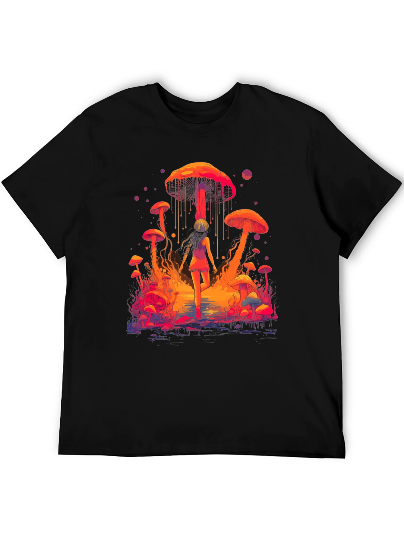 Camiseta Hombre Diseño Fantasía de Hongos Psicodélicos