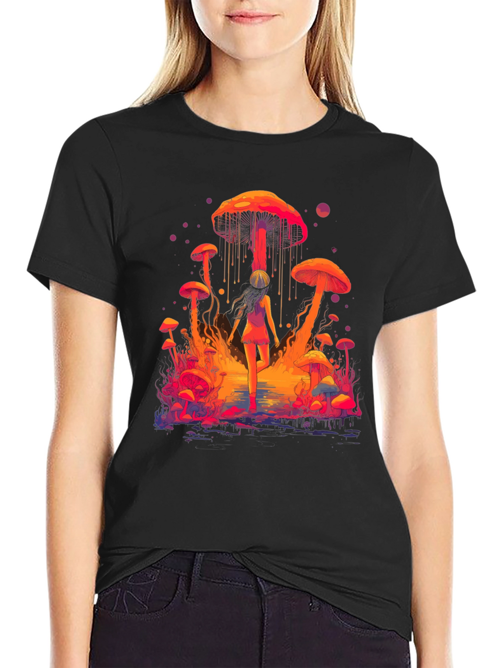Camiseta Hombre Diseño Fantasía de Hongos Psicodélicos