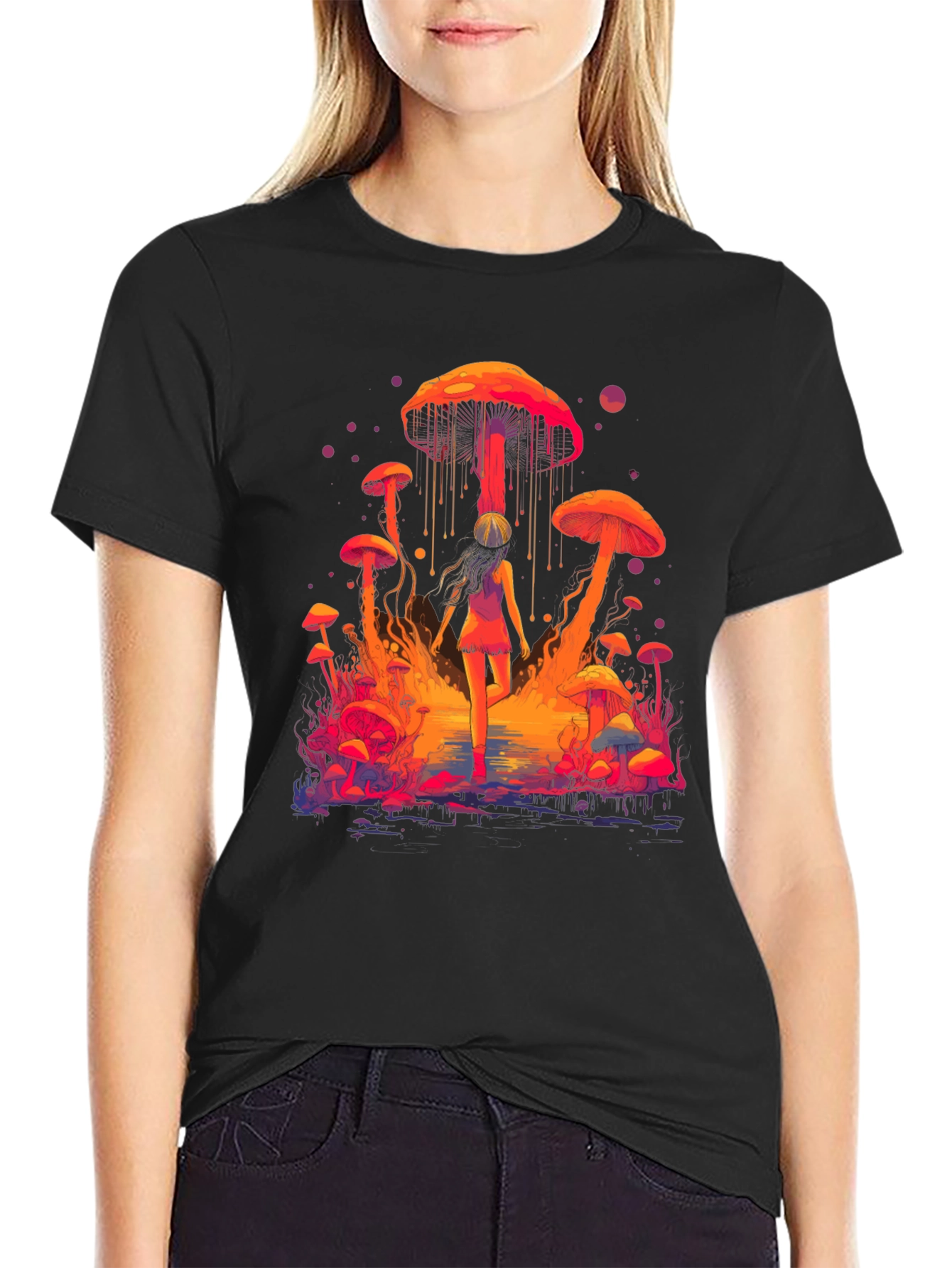 Camiseta Hombre Diseño Fantasía de Hongos Psicodélicos