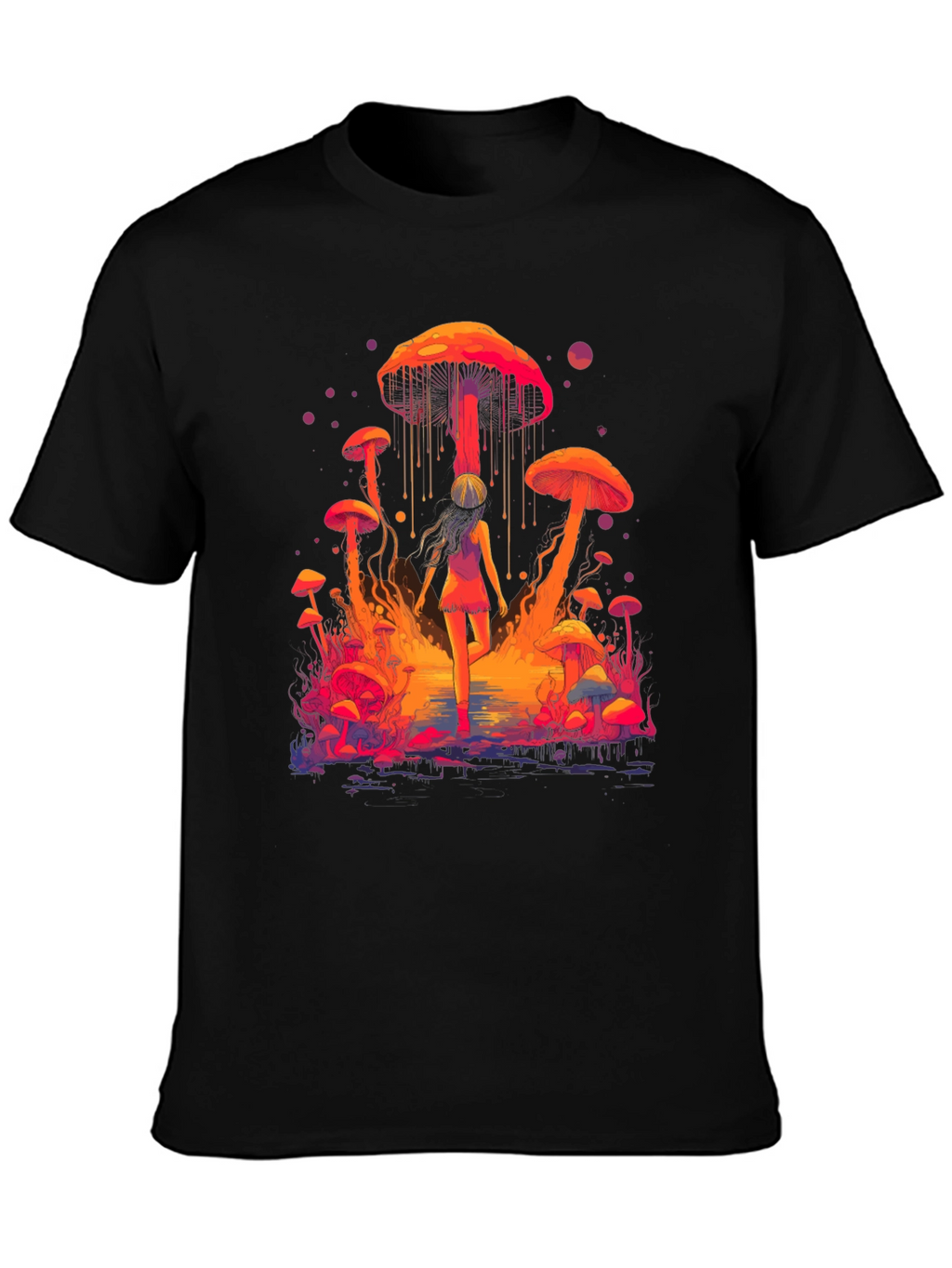 Camiseta Hombre Diseño Fantasía de Hongos Psicodélicos