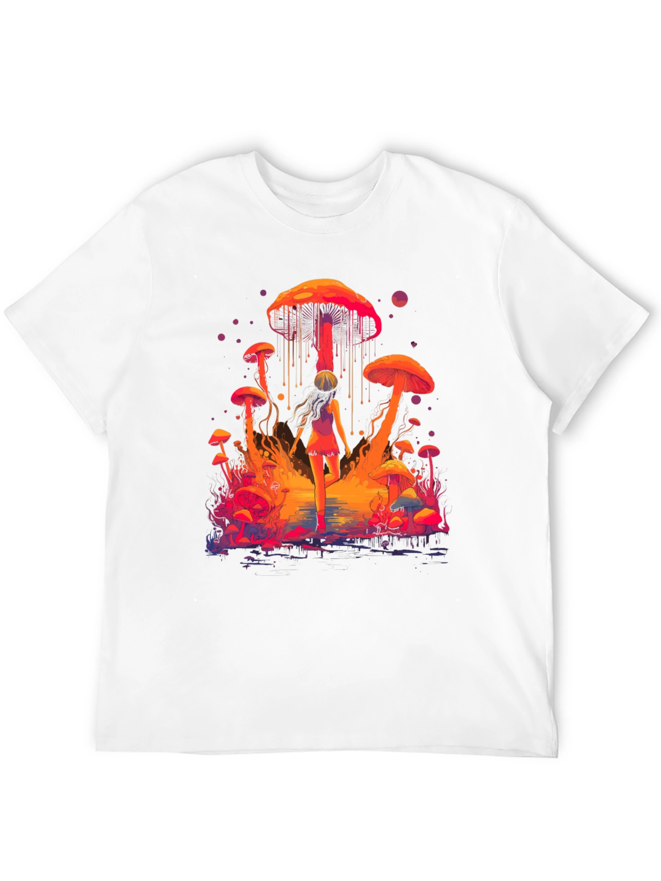 Camiseta Hombre Diseño Fantasía de Hongos Psicodélicos