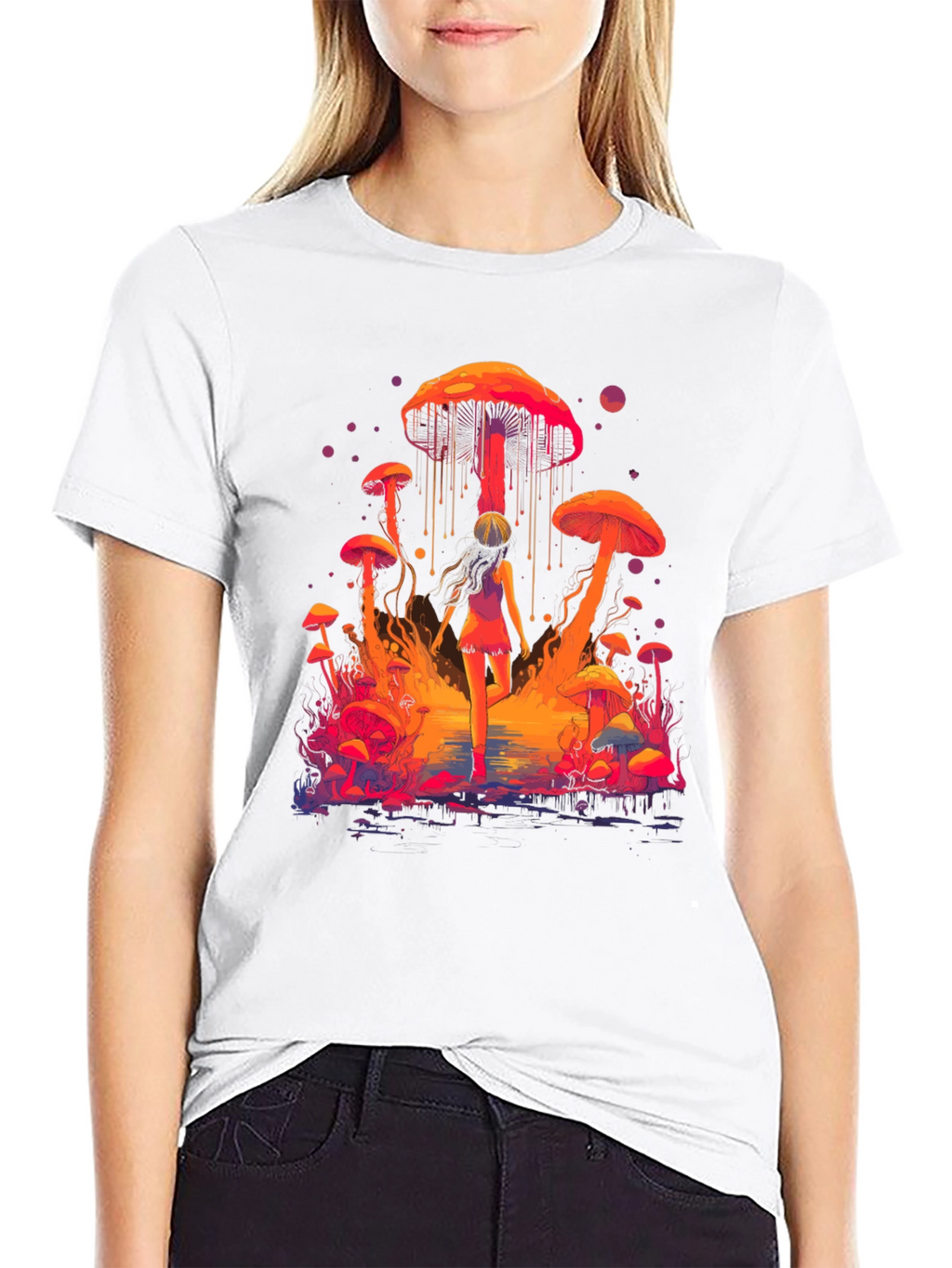 Camiseta Hombre Diseño Fantasía de Hongos Psicodélicos